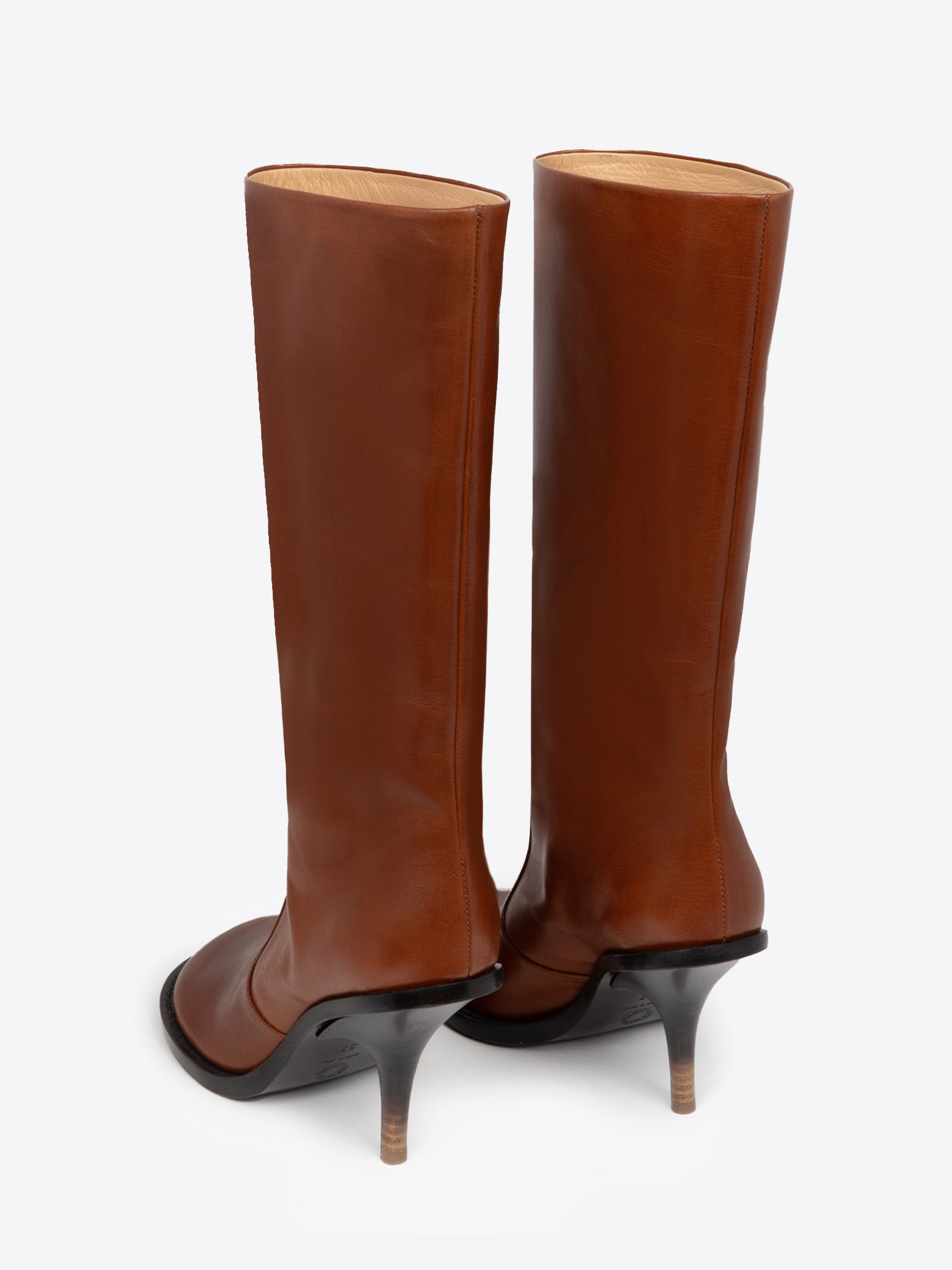 ROUND-TOE LEATHER BOOTS - 4