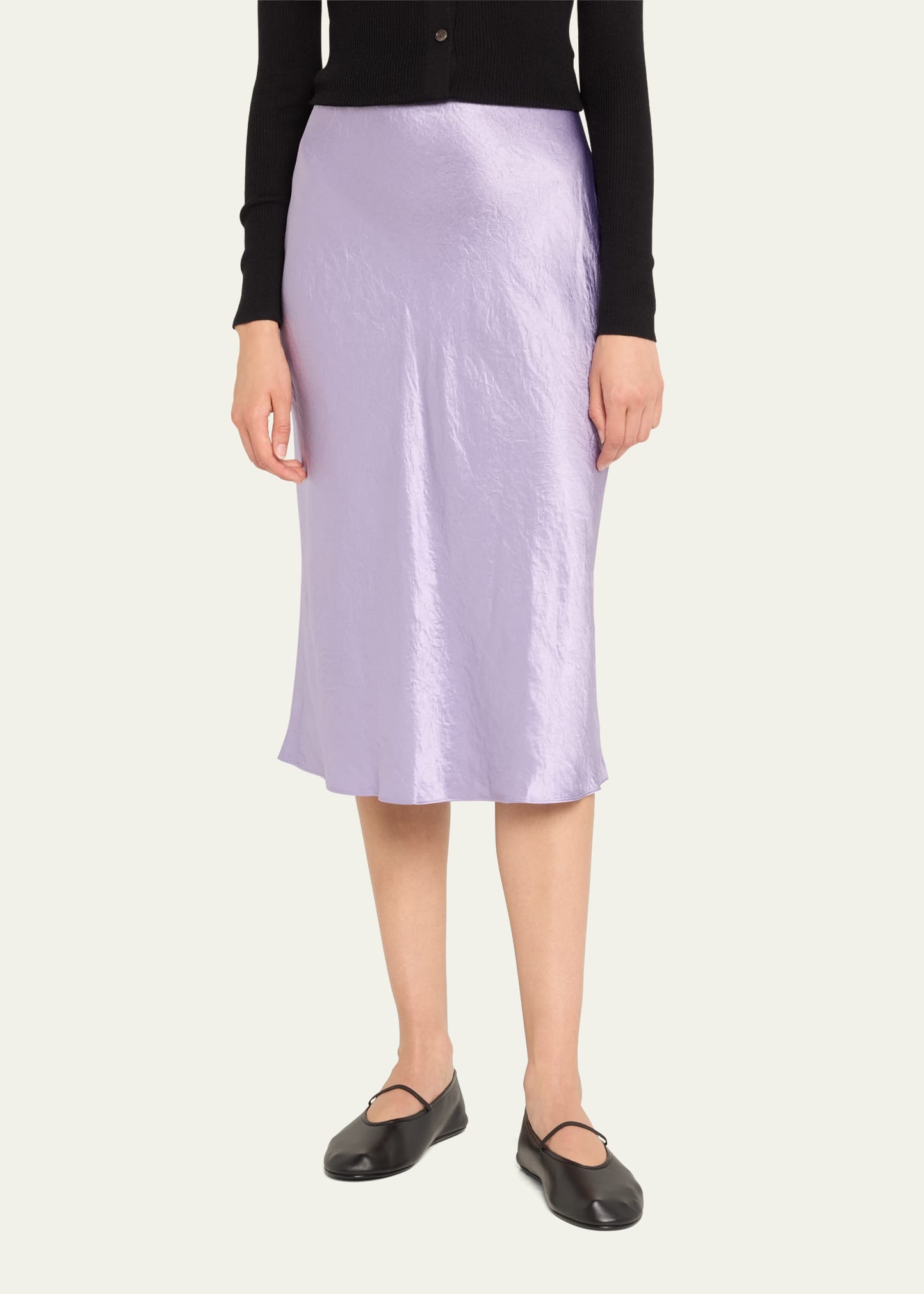 Midi Satin Slip Skirt - 4