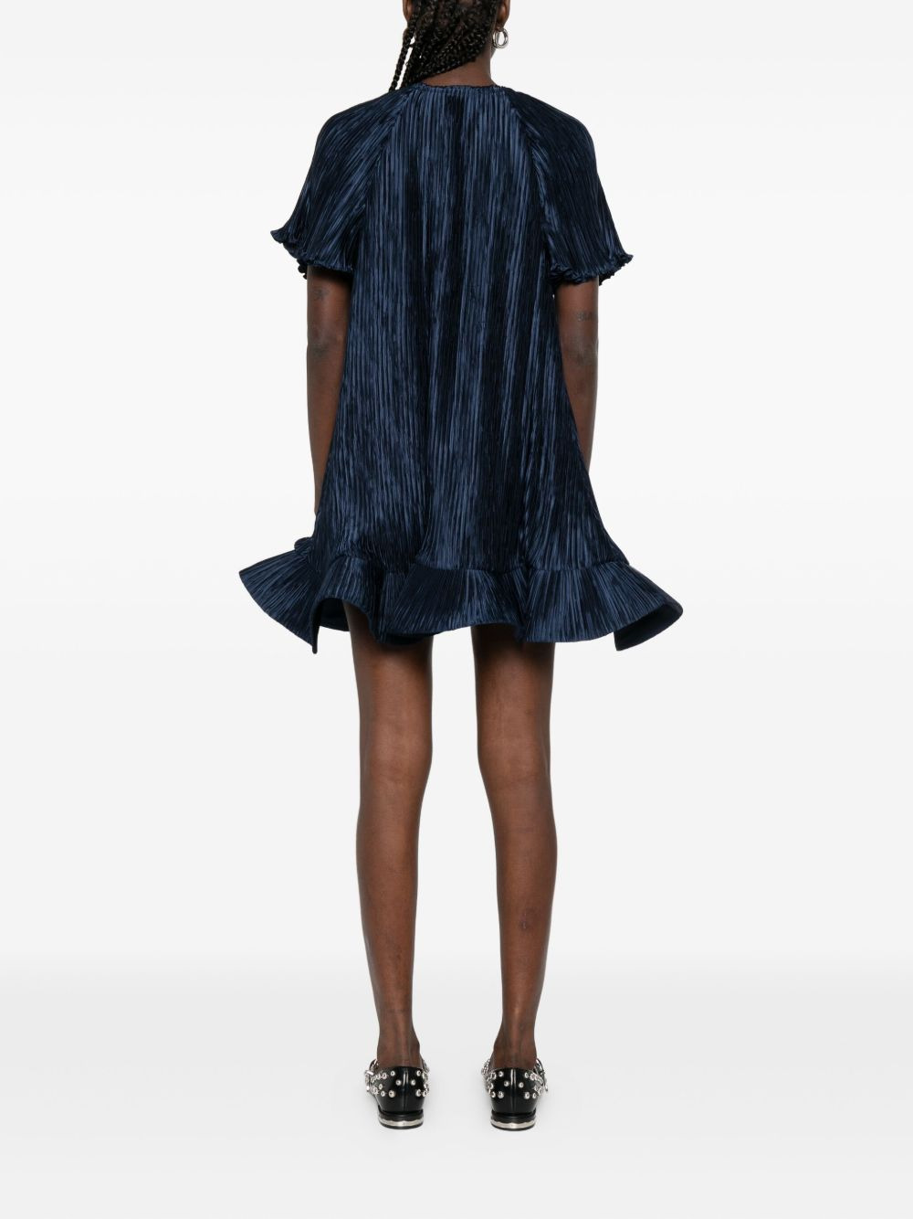 plissé ruffled mini dress - 4