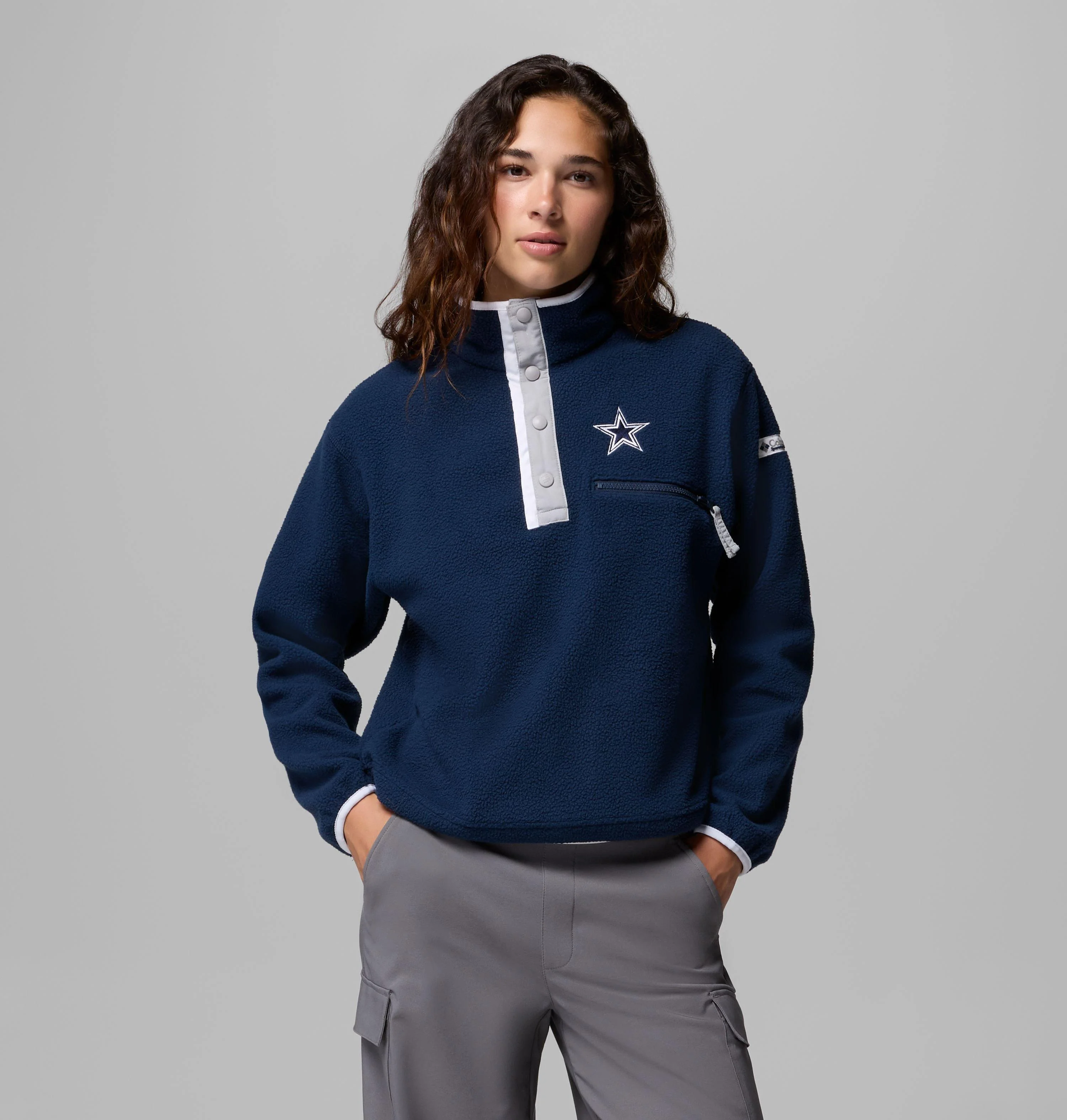 Women's Helvetia Cropped Half Snap Fleece - Dallas Cowboys - 1