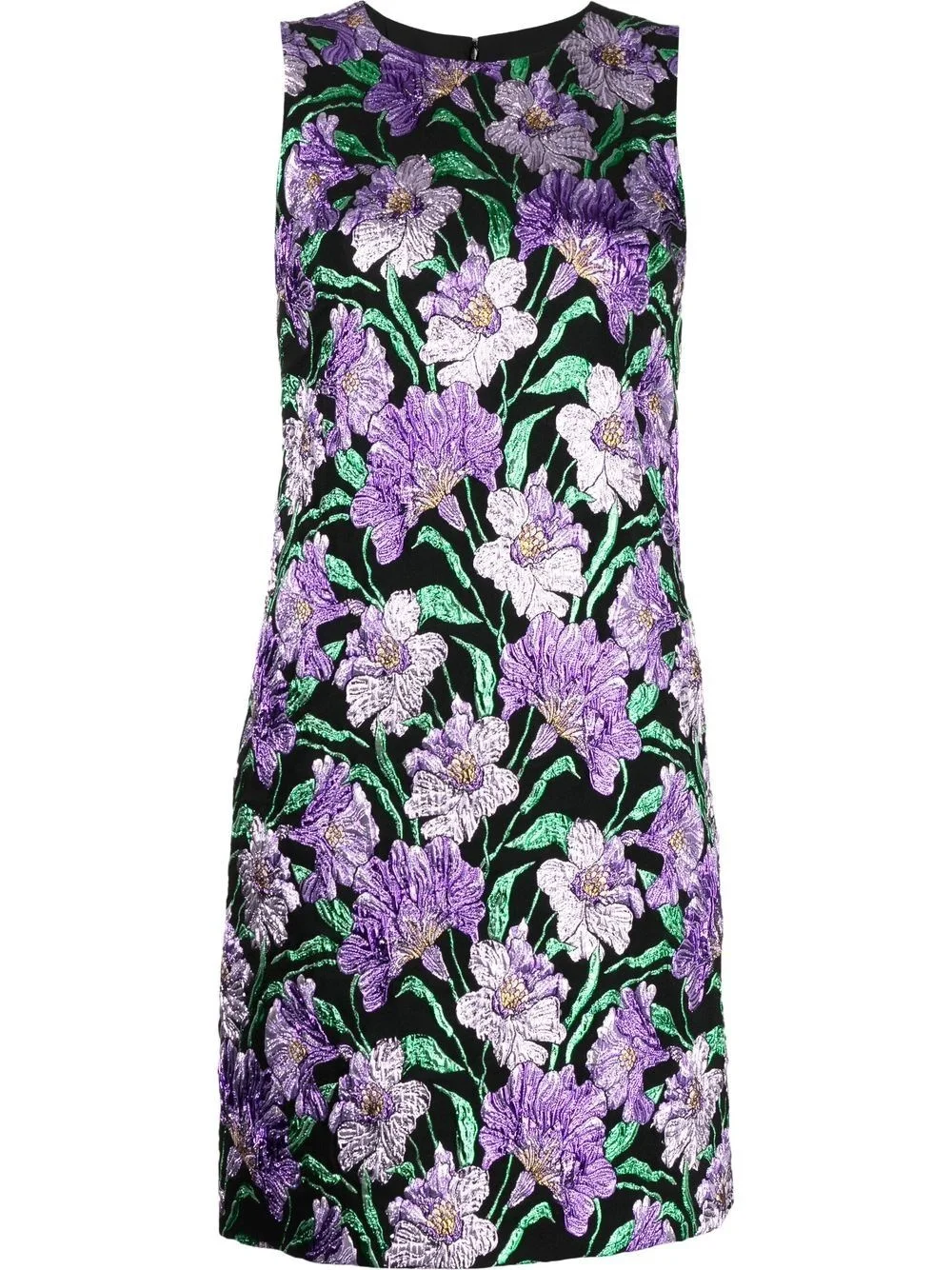 floral-jacquard A-line mini dress - 1