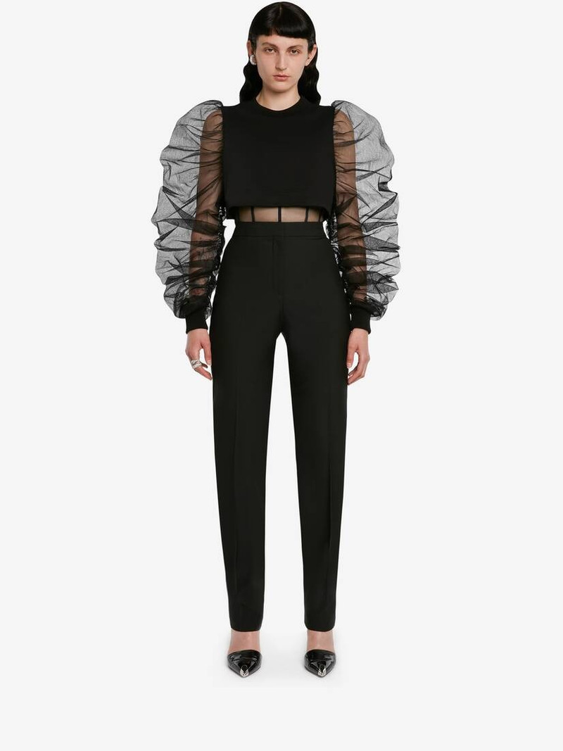 Alexander McQueen Women's Exploded Sleeves Hybrid Sweatshirt in Black outlook