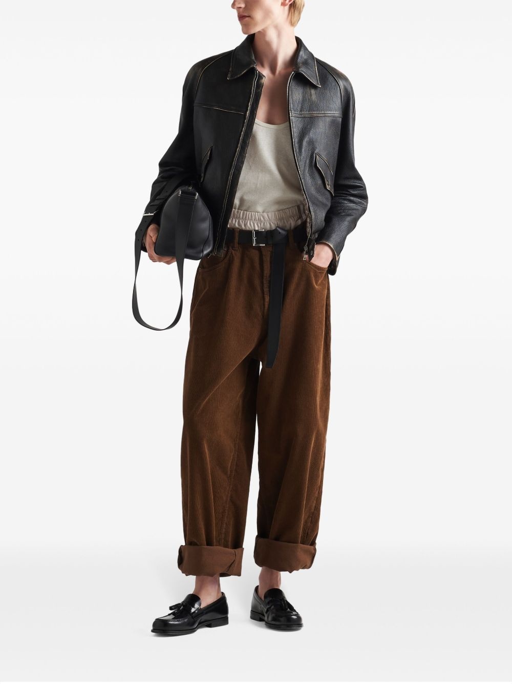 triangle-logo corduroy trousers - 2