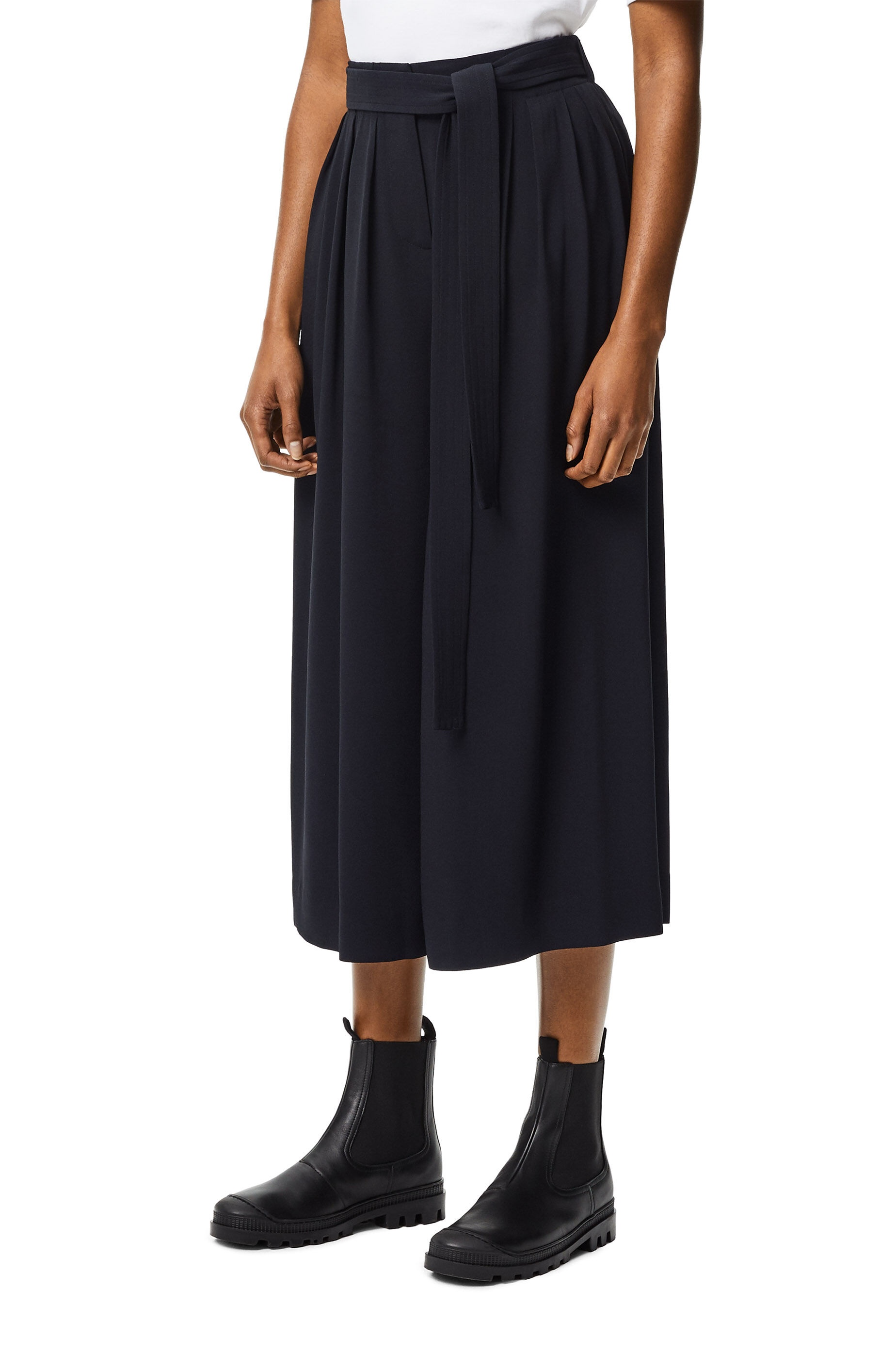 Cropped belted trousers in acetate and viscose - 3