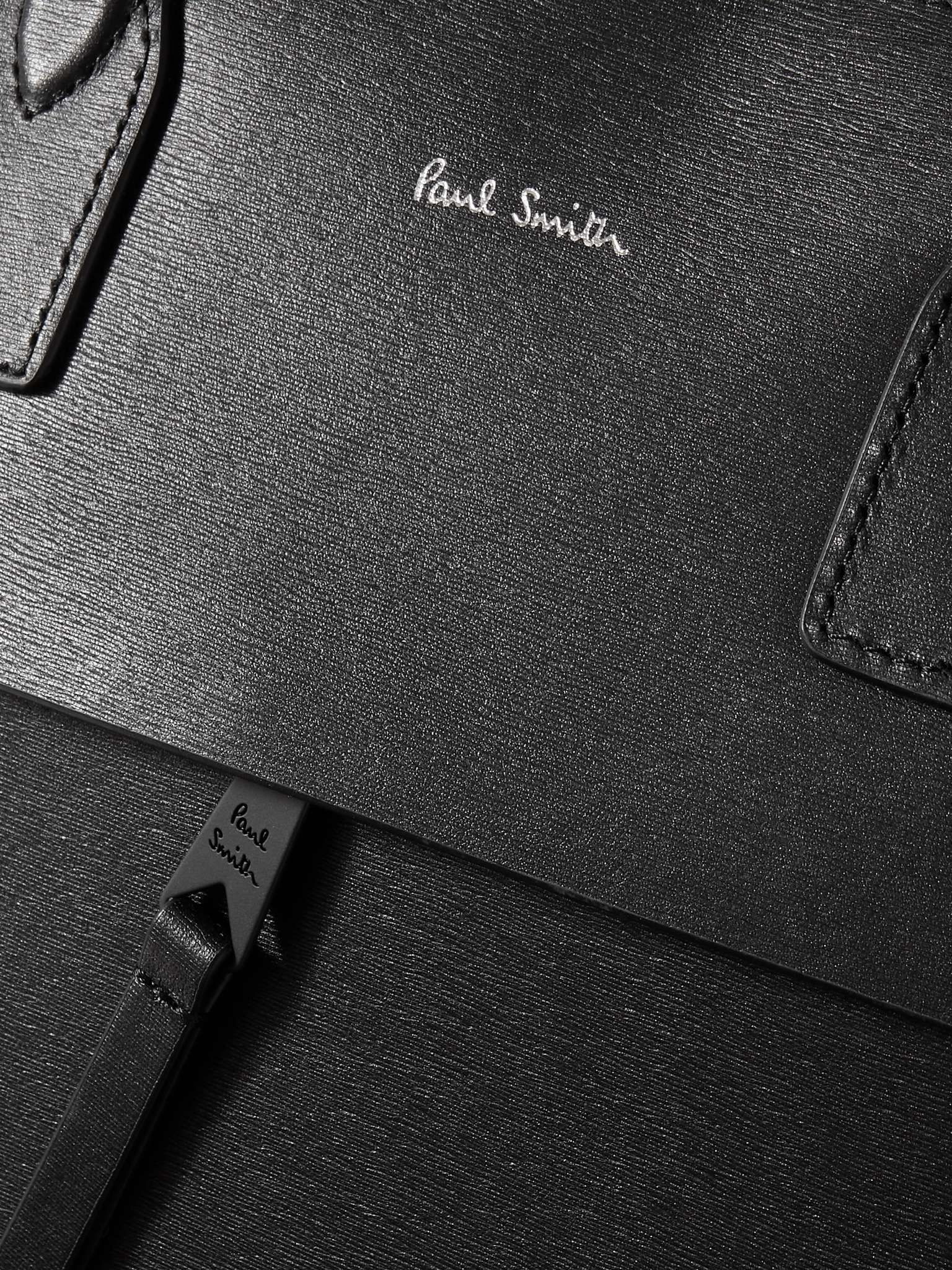 Logo-Print Textured-Leather Briefcase - 5