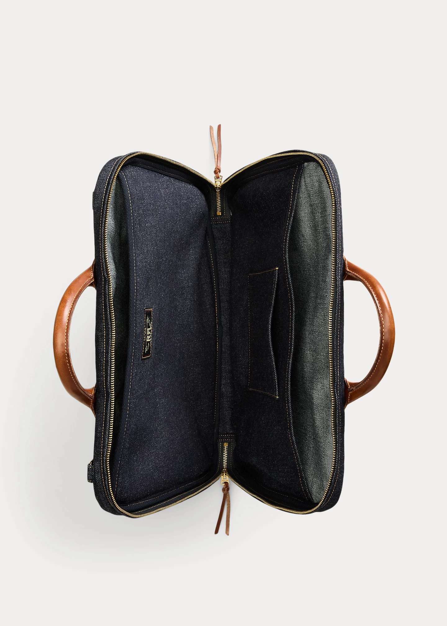 Leather-Trim Indigo Denim Briefcase - 4