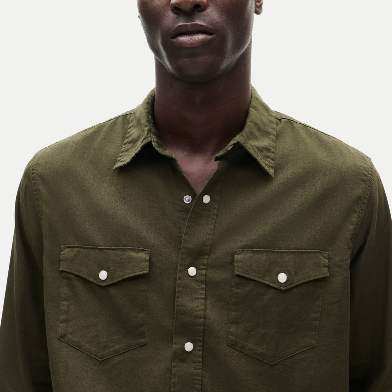 Western chambray shirt in linen-cotton blend 3