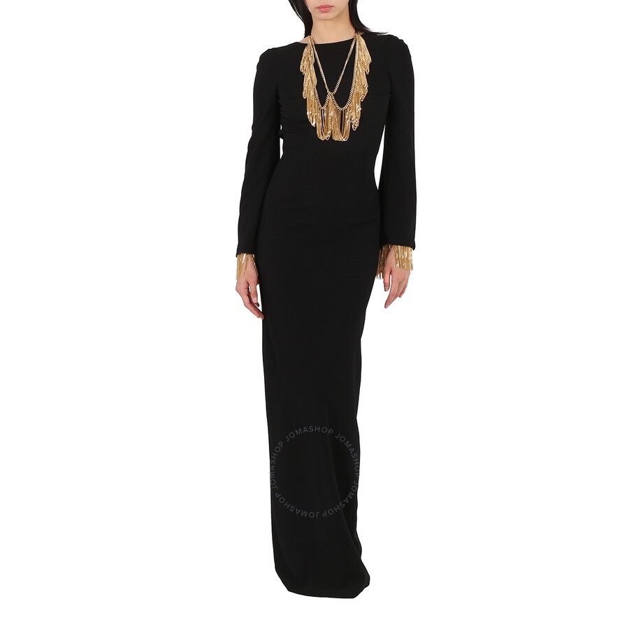 Burberry Black Long-sleeve Chain Detail Gown - 4