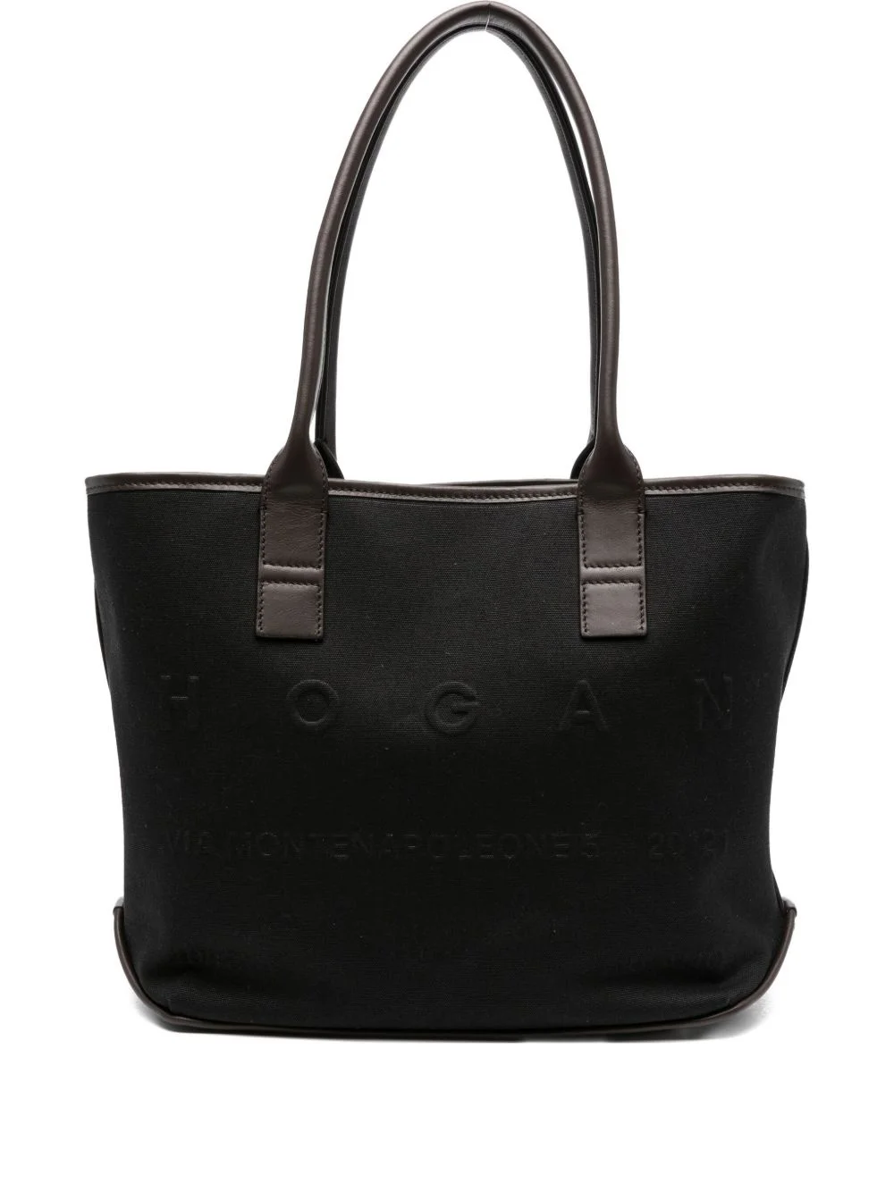 Script Shopping leather-trimmed tote bag - 1