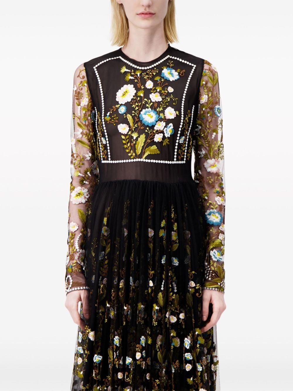Ramages-embroidered silk-tulle gown - 5