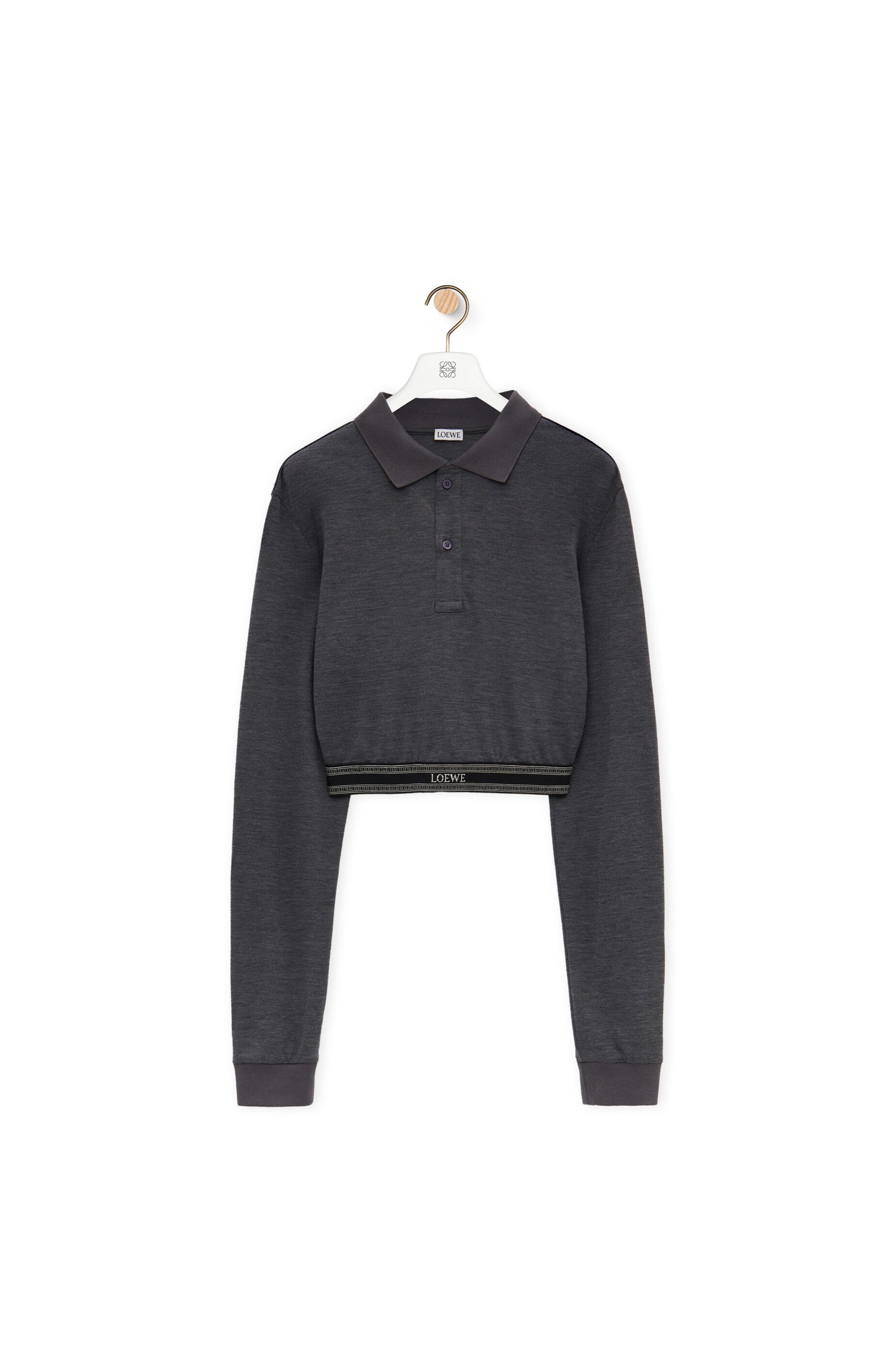 Loewe Long sleeve cropped polo in silk and cotton | REVERSIBLE