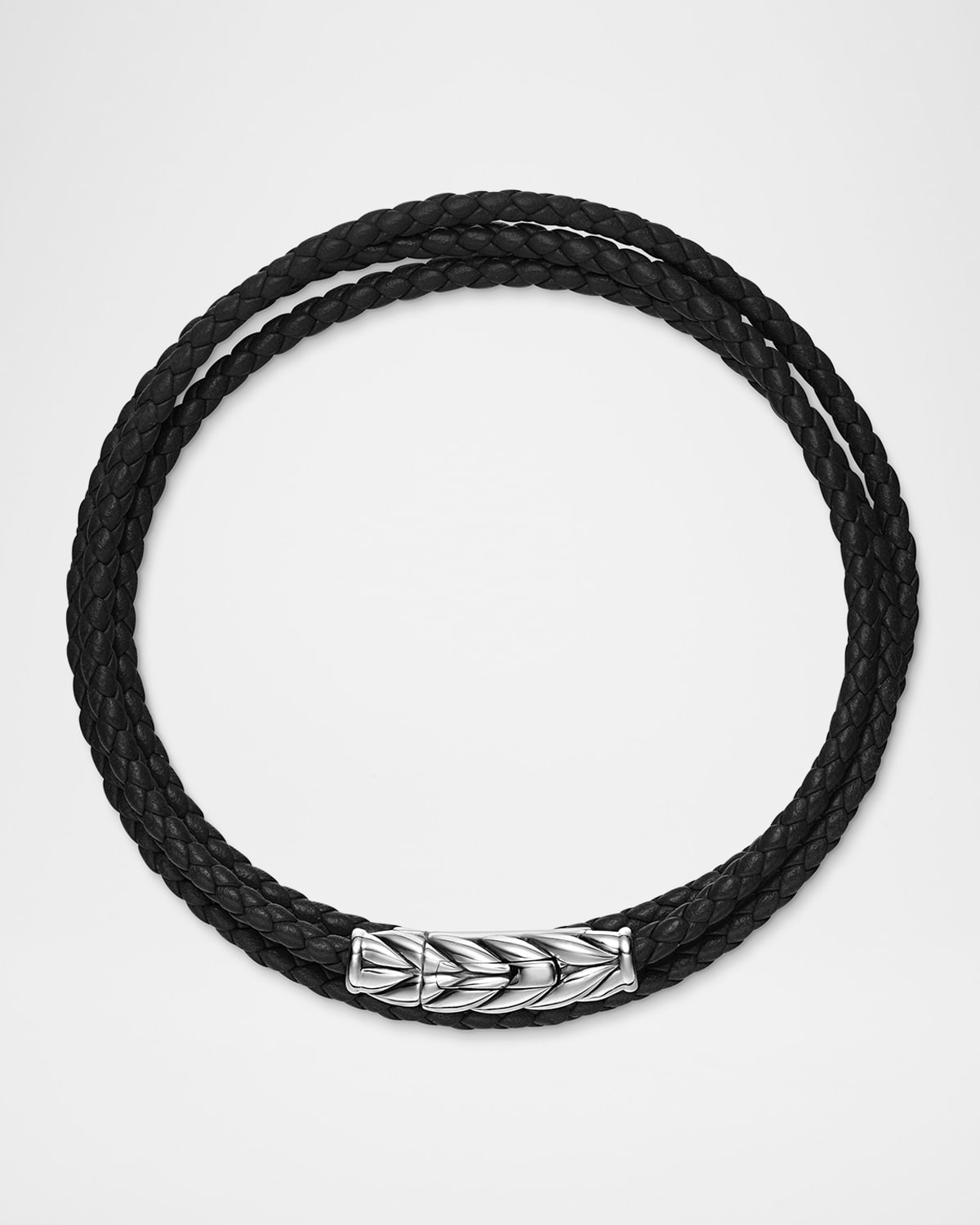 Men's Chevron Wrap Bracelet in Leather with Silver - 3