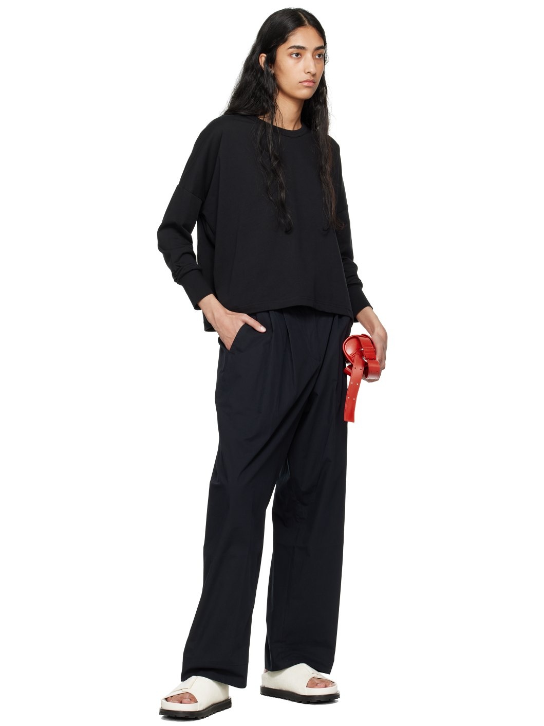 Studio Nicholson Black Loop Long Sleeve T-Shirt | REVERSIBLE