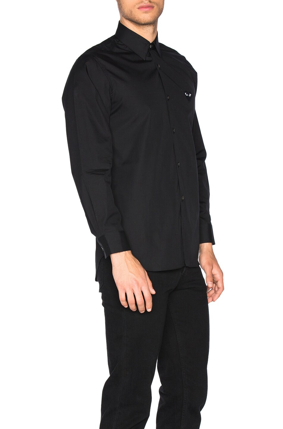 Black Emblem Cotton Button Down - 3