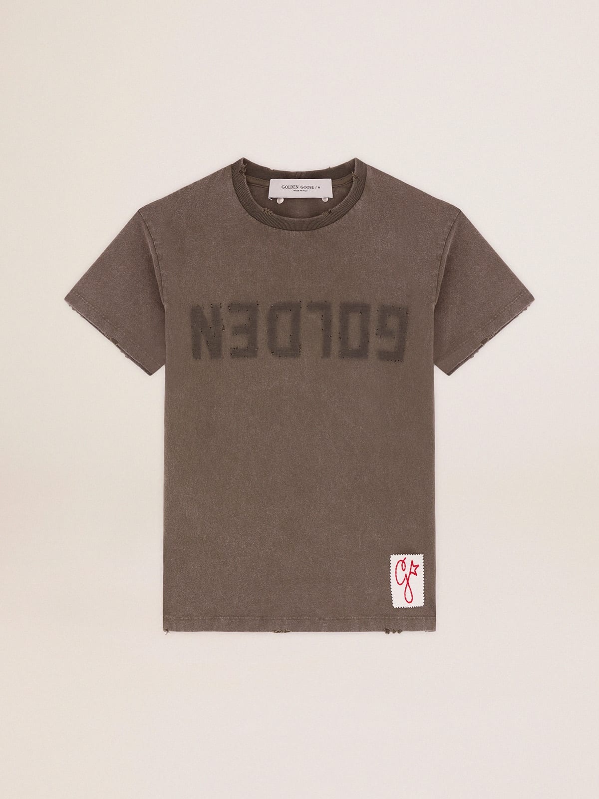 Golden Goose Olive-green regular-fit T-shirt with Golden lettering on the  front