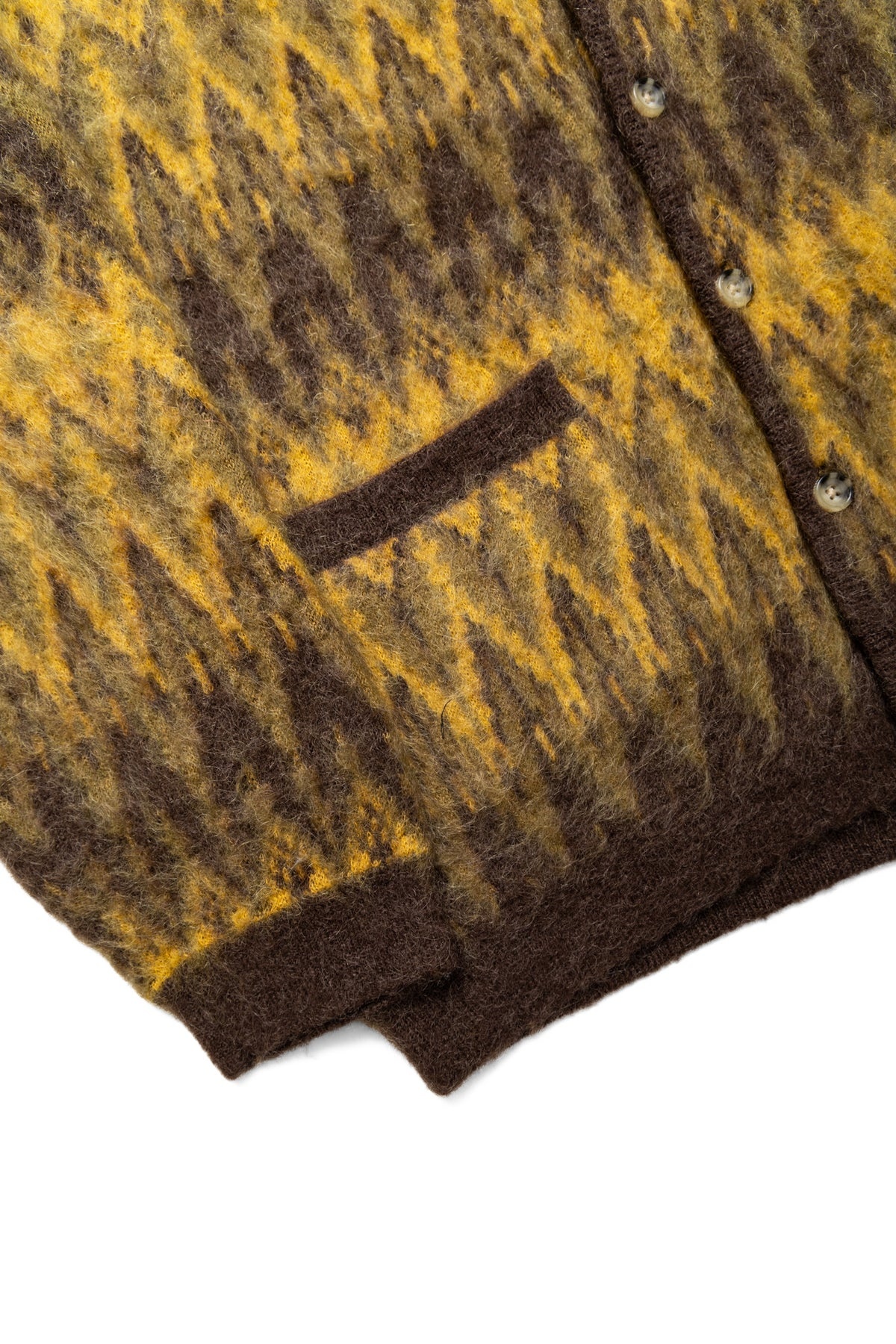 Cardigan Double Jacquard Chevron Pattern - Brown - 8