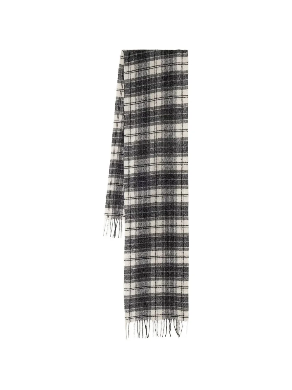 tartan-check fringed scarf - 1