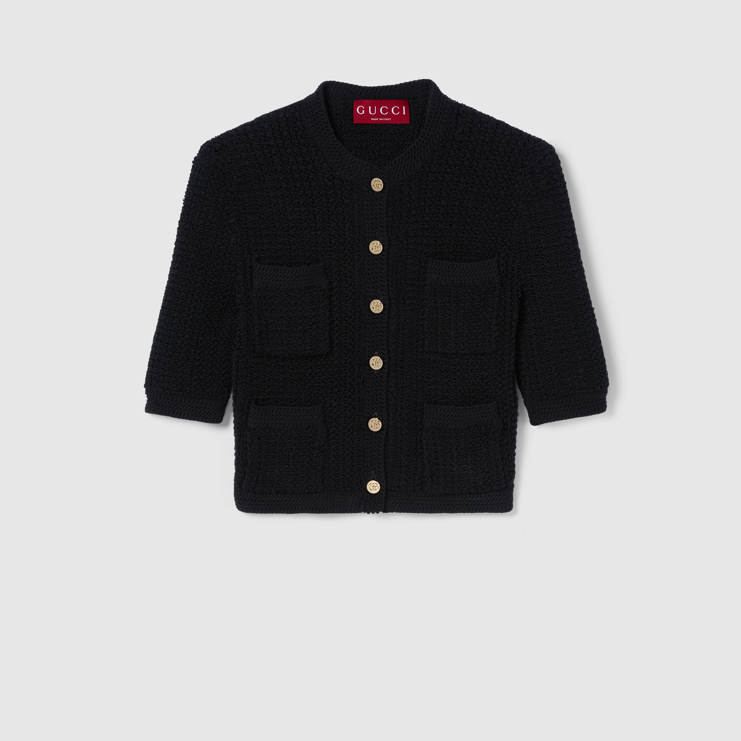 Stretch cotton knit cardigan - 1