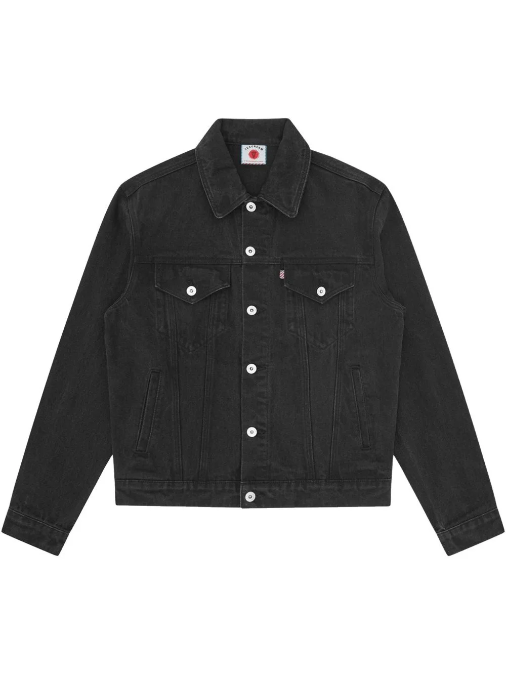 logo print denim jacket - 1