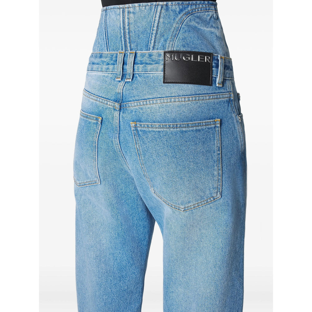 Mugler Blue Trousers - High-Waisted Trousers Women - 4