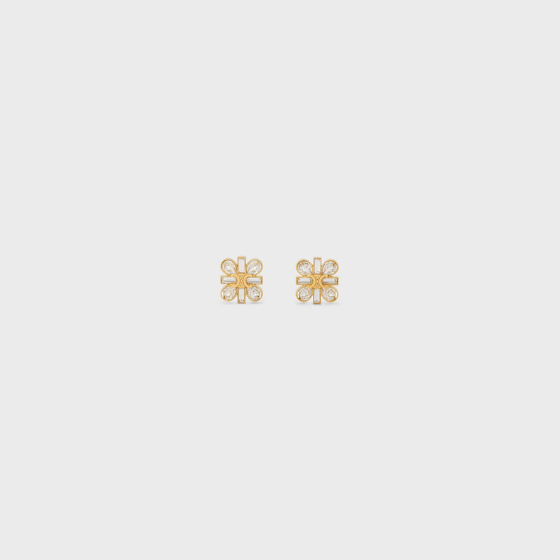 Celine Daisy Earrings in Strass and Brass with Gold Finish 1