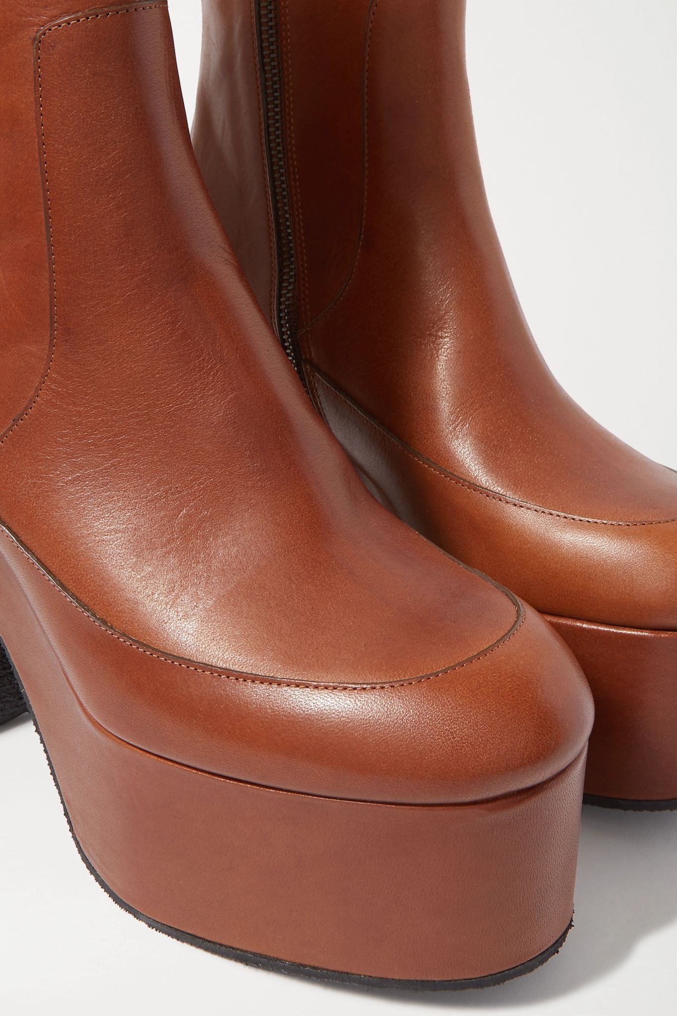 Leather platform ankle boots - 5