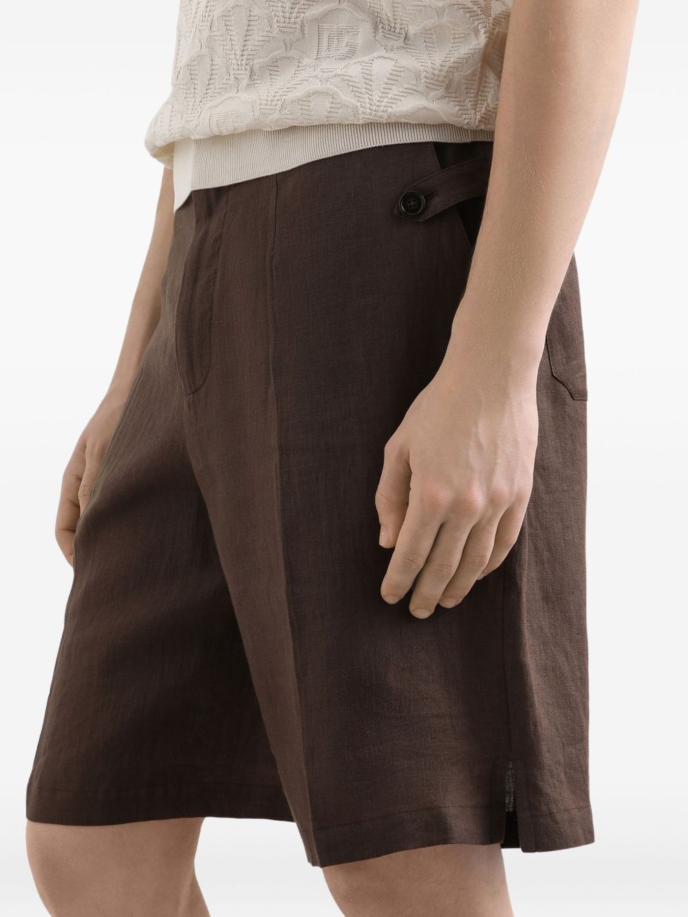 linen-blend bermuda shorts - 4