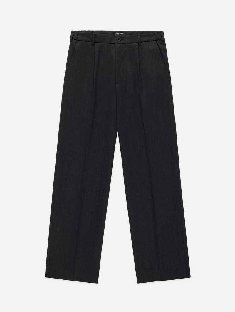 Pleated Trouser - Charcoal Wool 1