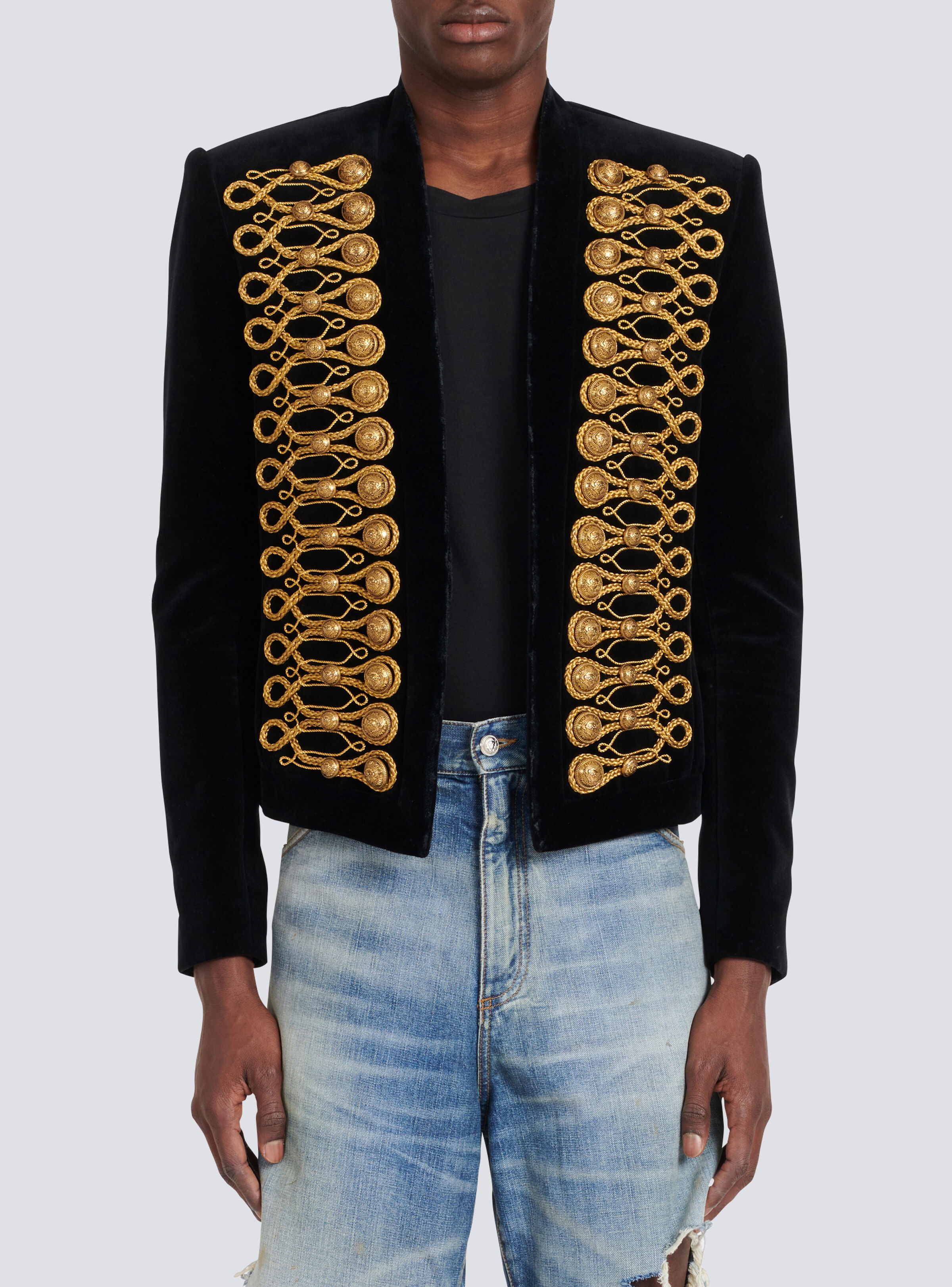 Velvet Brandenburg spencer jacket with golden embroidery - 7