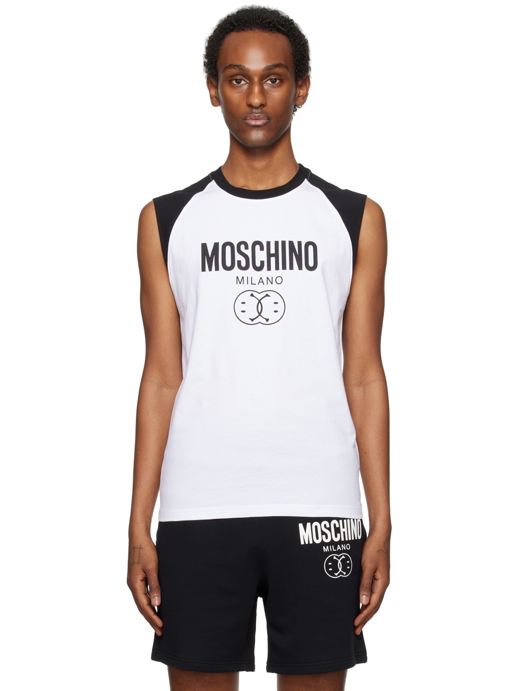 White Double Smiley Tank Top - 1