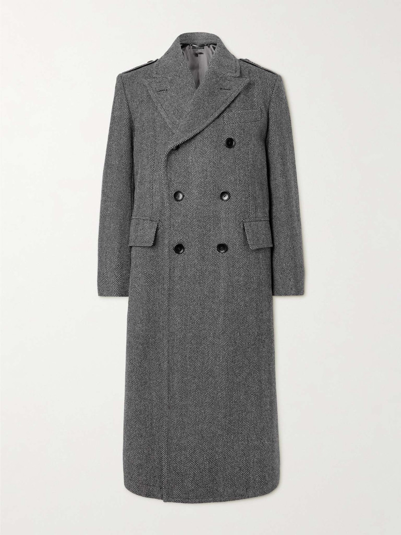Double-Breasted Herringbone Virgin Wool Coat 1