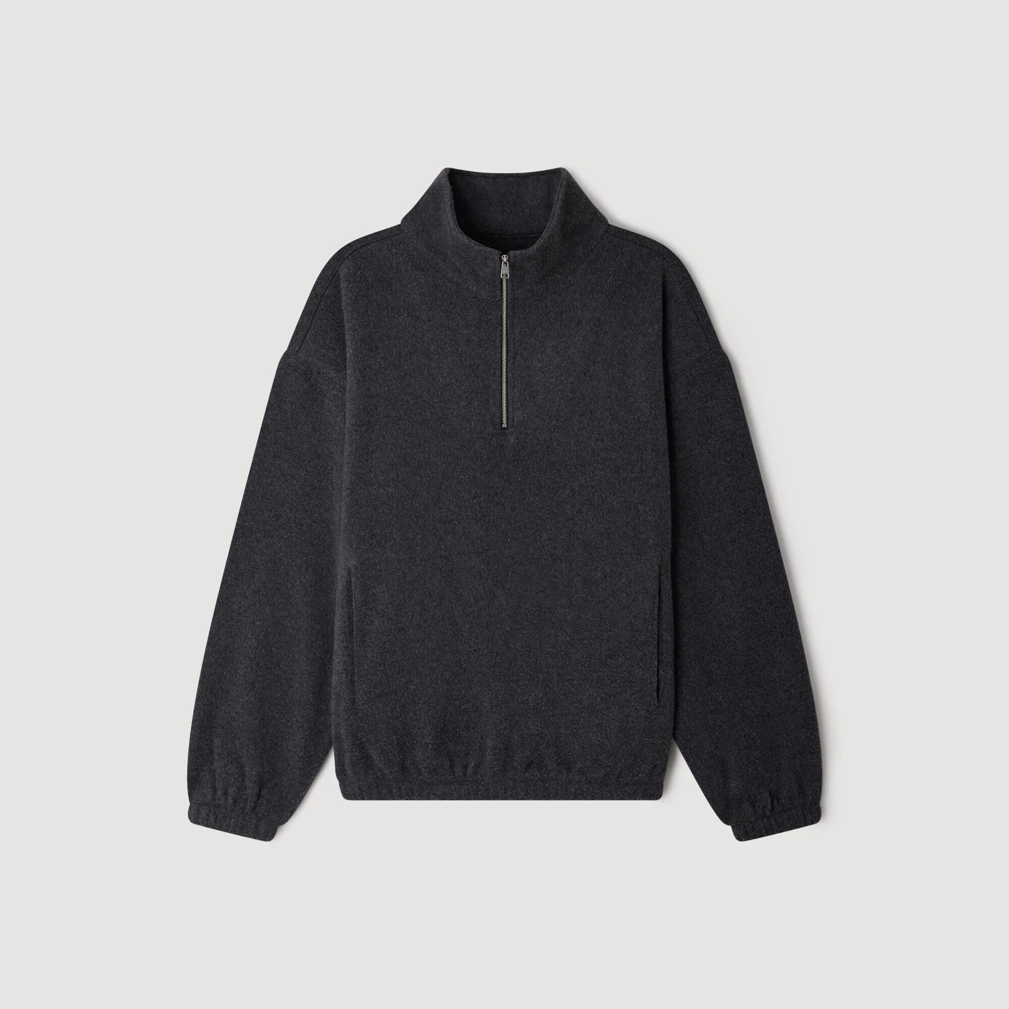 ZIPPED STANDING COLLAR SWEATSHIRT - 1