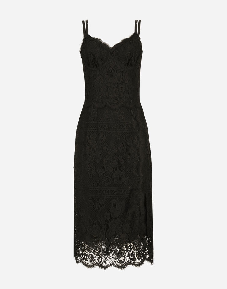 Lace midi dress with double scalloped detailing - 3