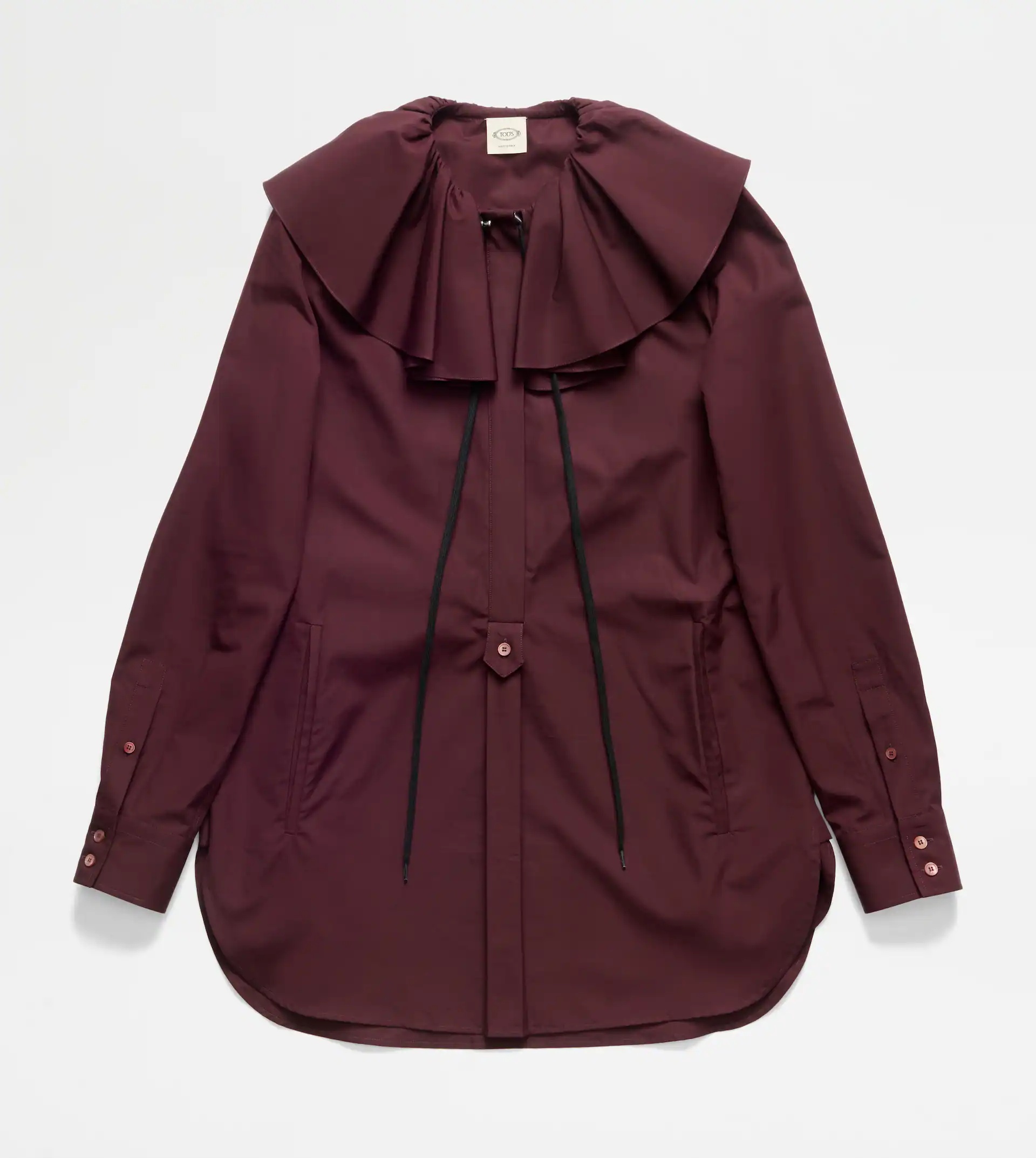 MINIDRESS BLOUSE IN POPLIN - BURGUNDY - 1