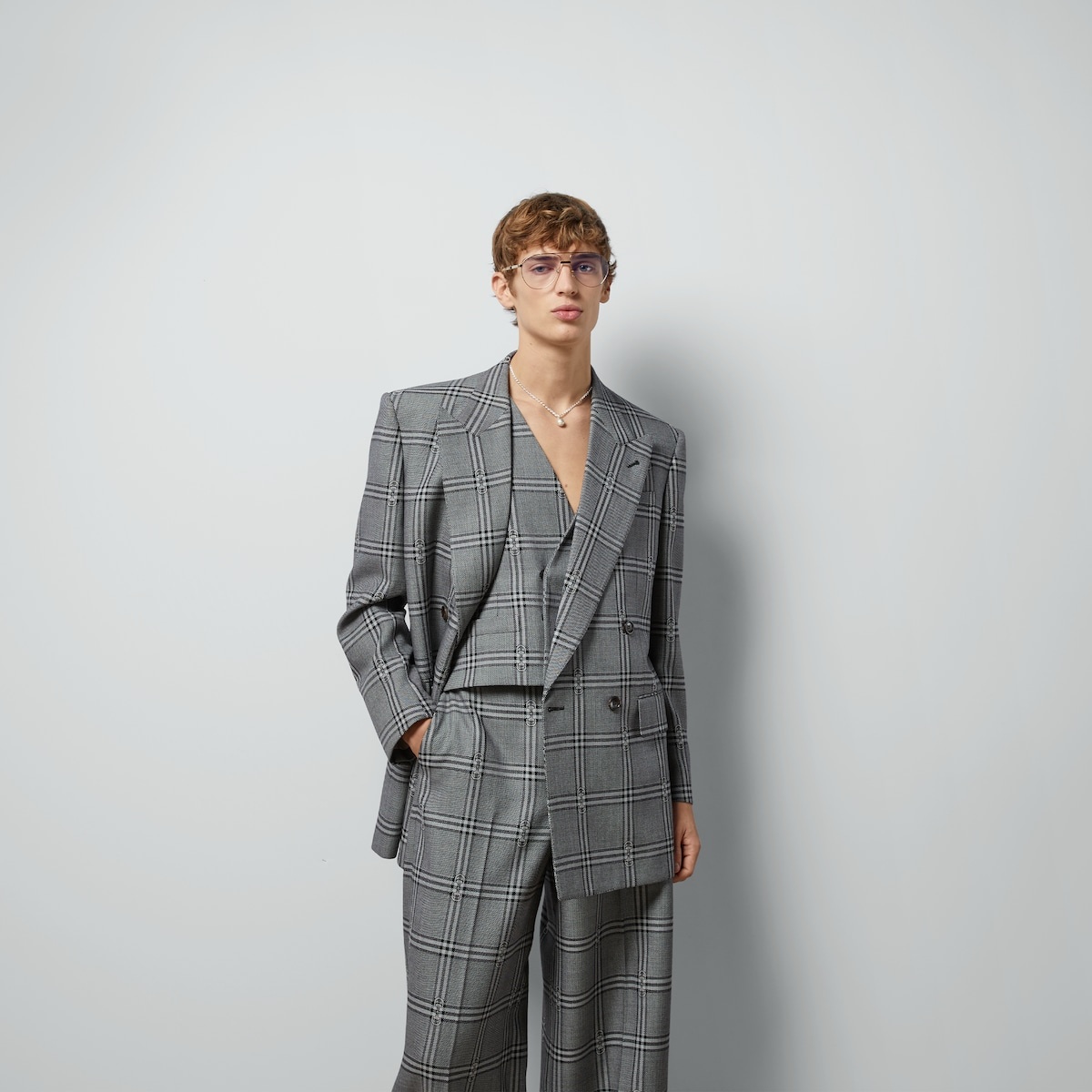 Horsebit check wool jacket - 5
