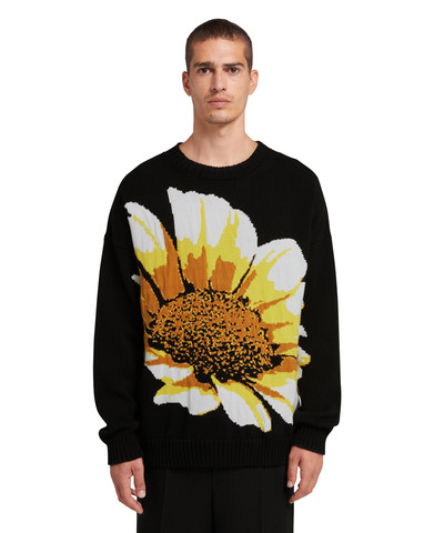 MSGM Crewneck shirt with large jacquard daisy outlook