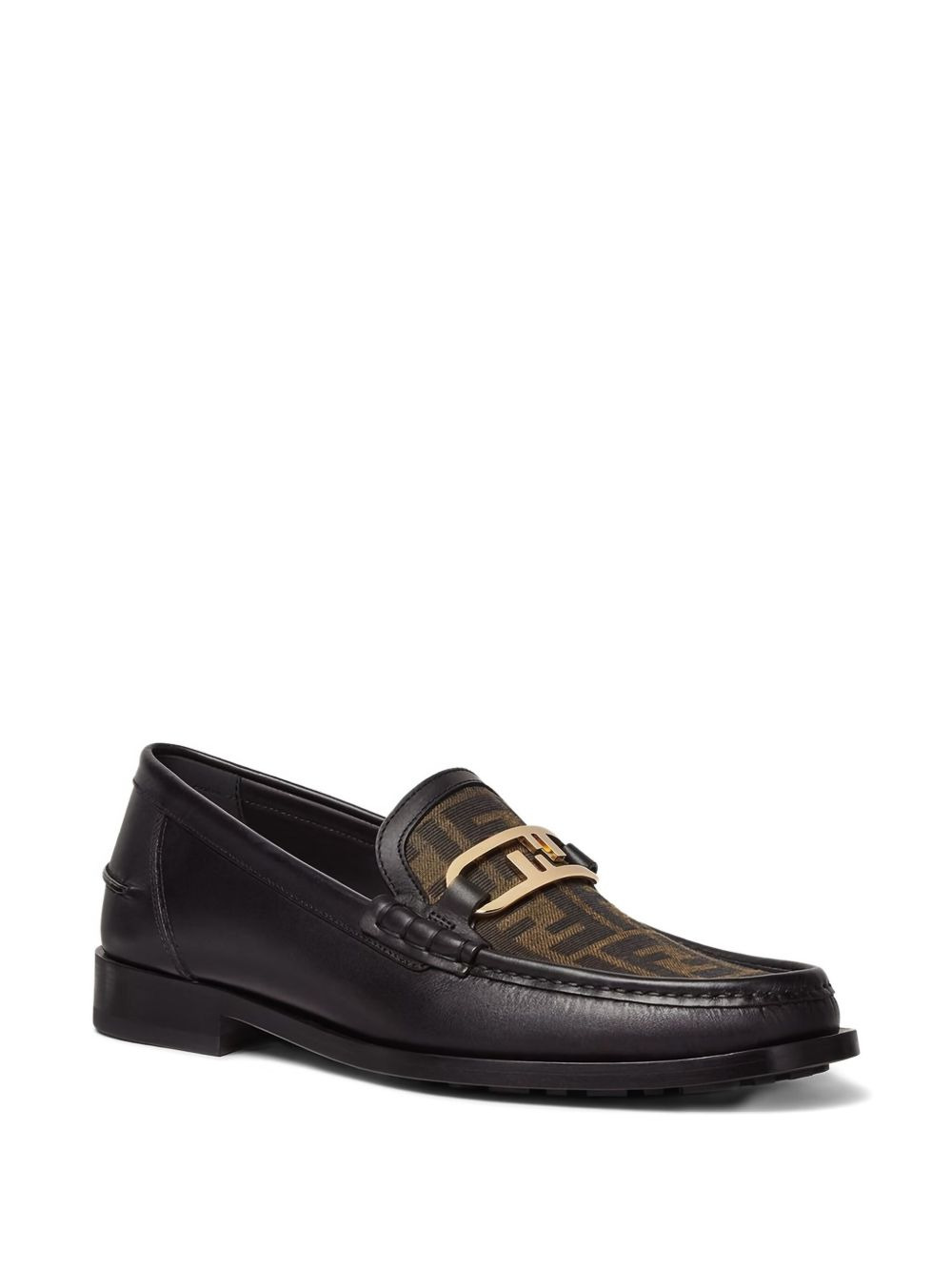 FF-logo leather loafers - 2