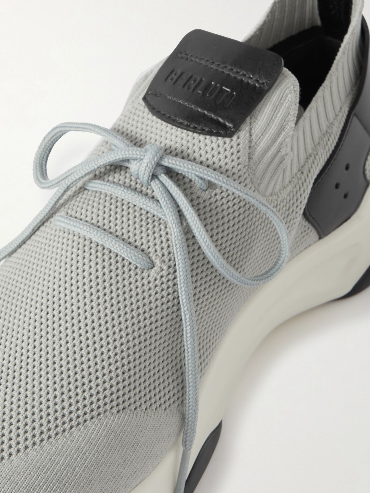 Shadow Scritto Venezia Leather-Trimmed Stretch-Knit Sneakers Gray - 6