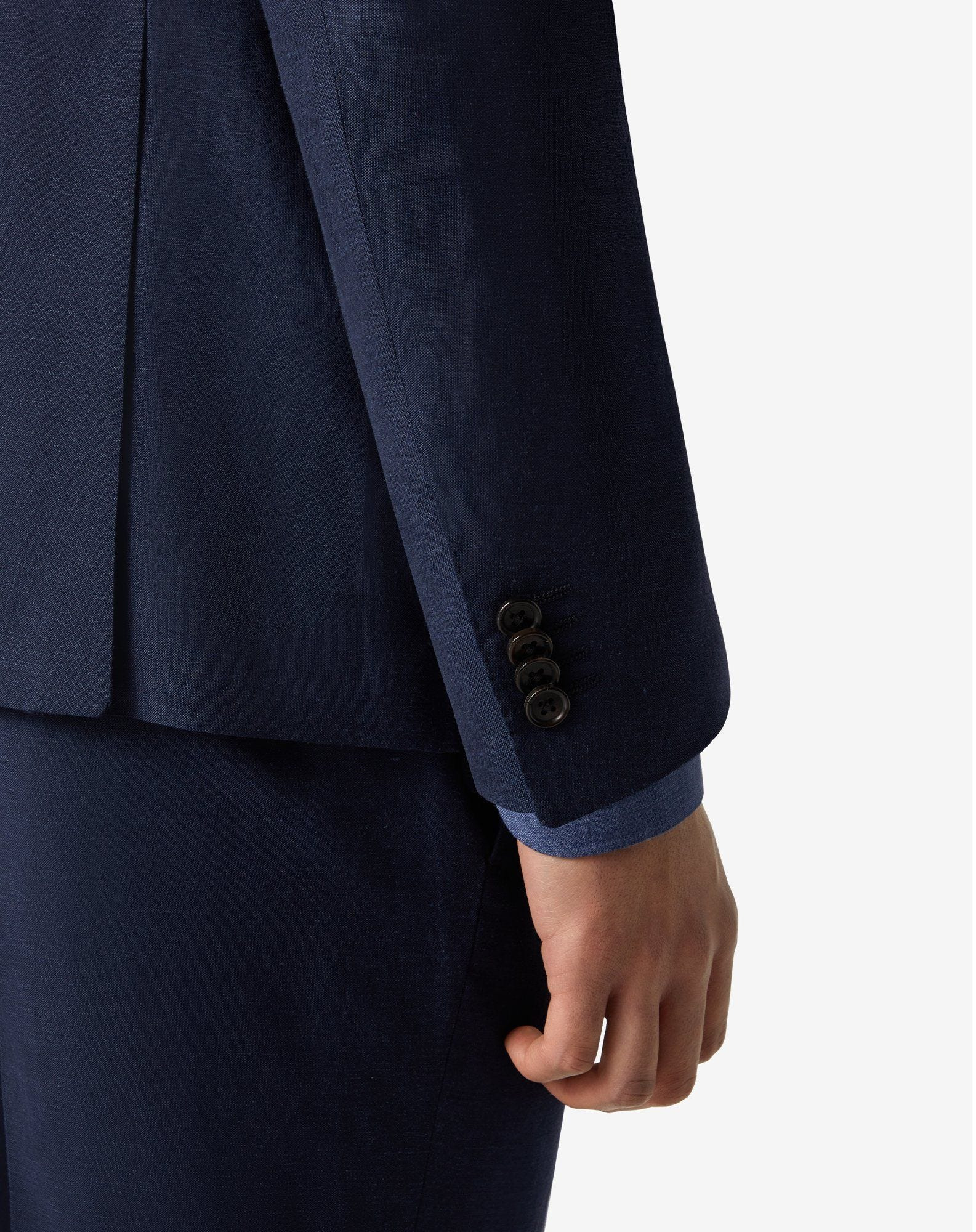 Blue wool and linen suit - 6