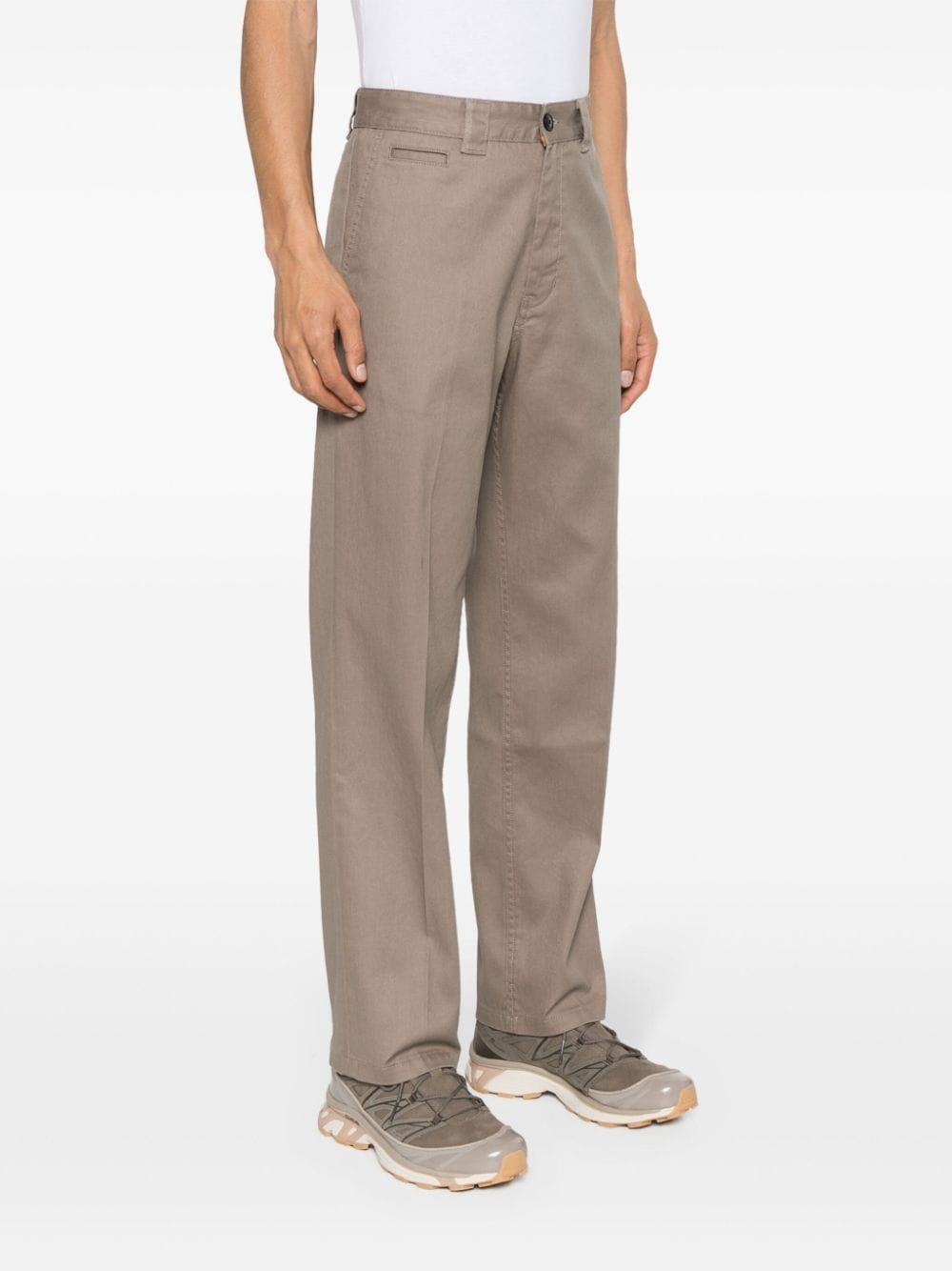 pressed-crease twill tapered trousers - 3