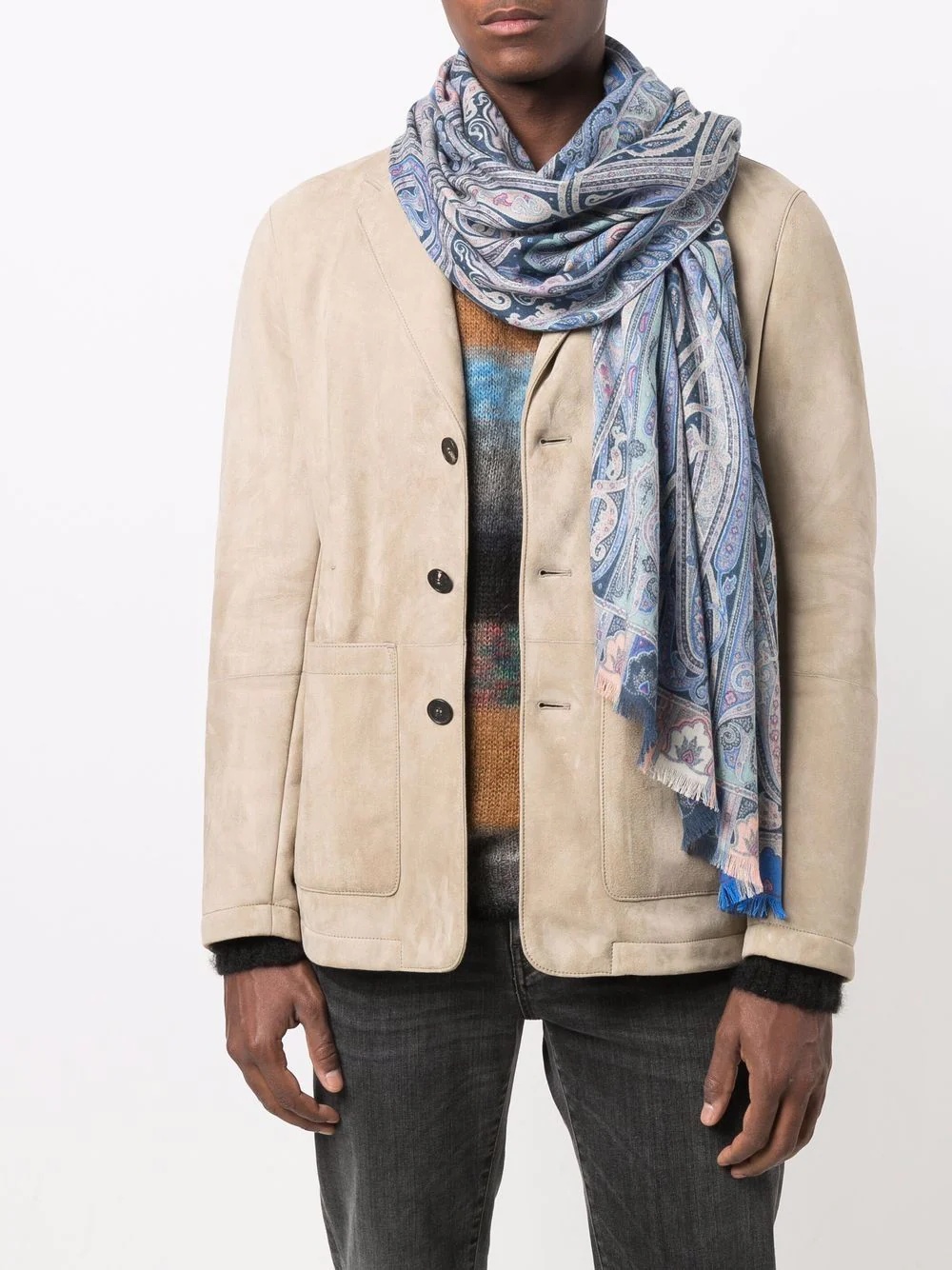 paisley-print frayed-edge scarf - 2