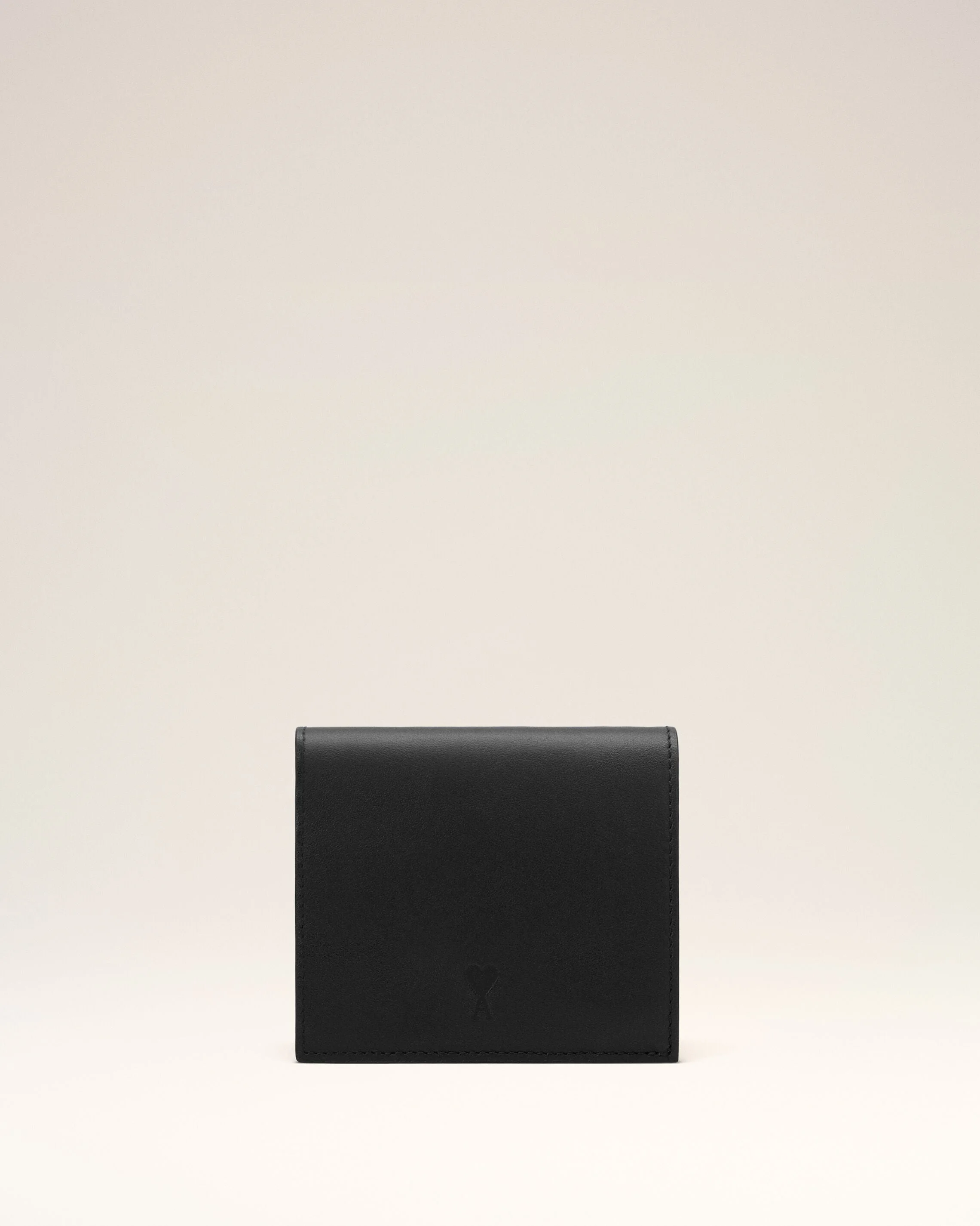 BLACK COWHIDE LEATHER BIFOLD WALLET WITH AMI DE COEUR - 1