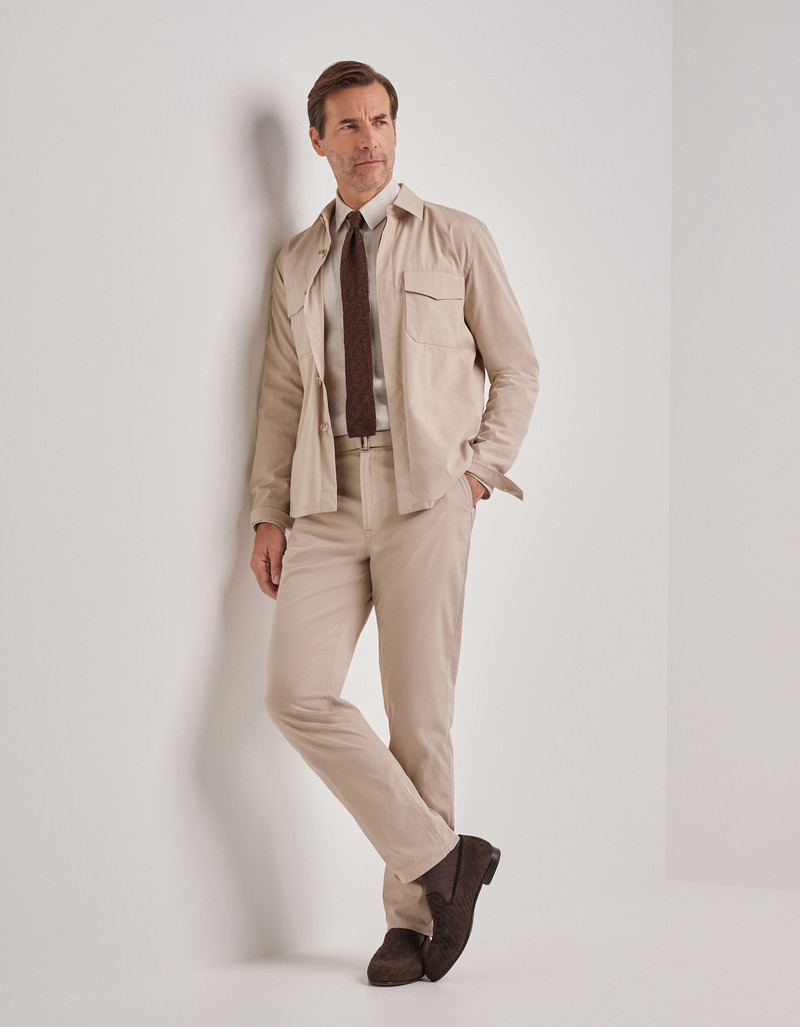 CARAMEL MIXED-MATERIAL ULTRALIGHT SUEDE BOMBER JACKET WITH KNIT INSERTS 180