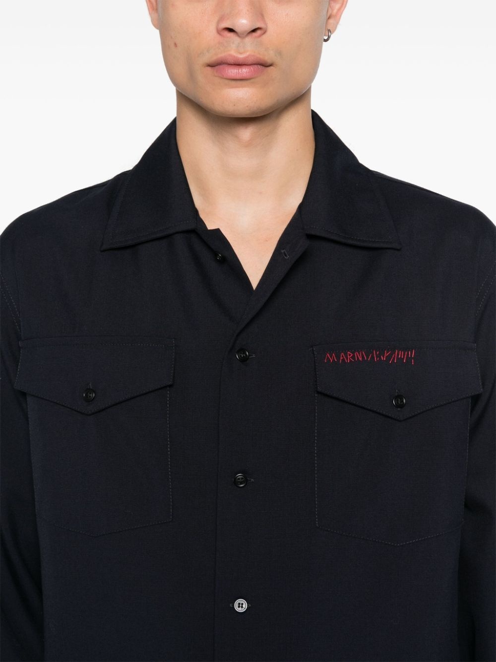 logo-embroidered shirt - 5