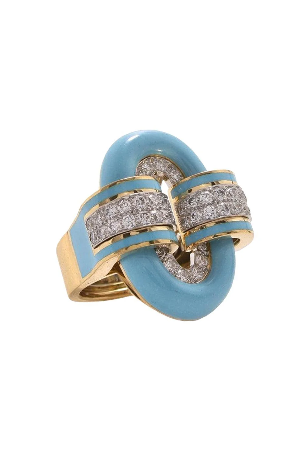 Diamond Blue Oval Buckle Ring - 1