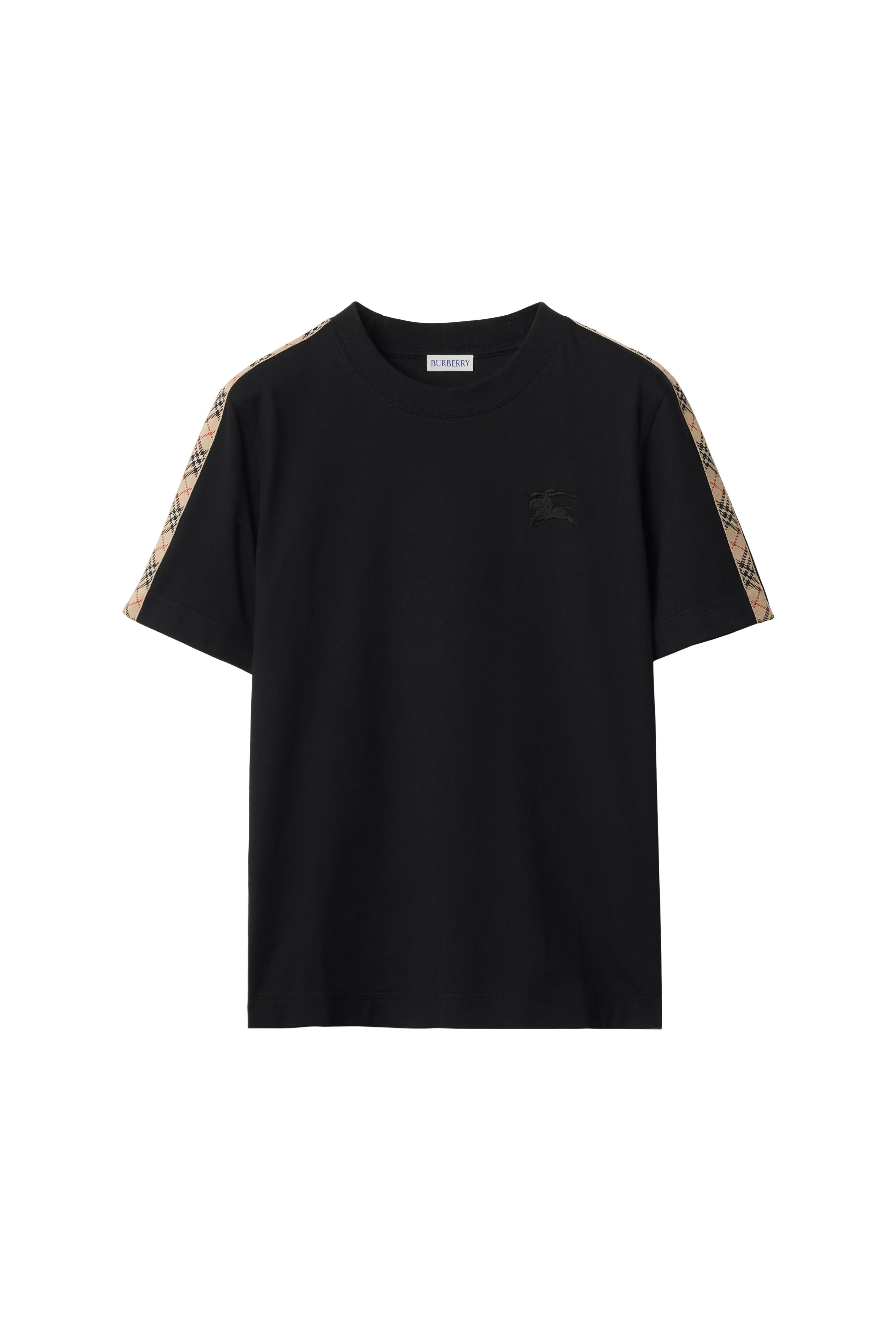 burberry Check Trim Cotton T-shirt in Black at Nordstrom - 4