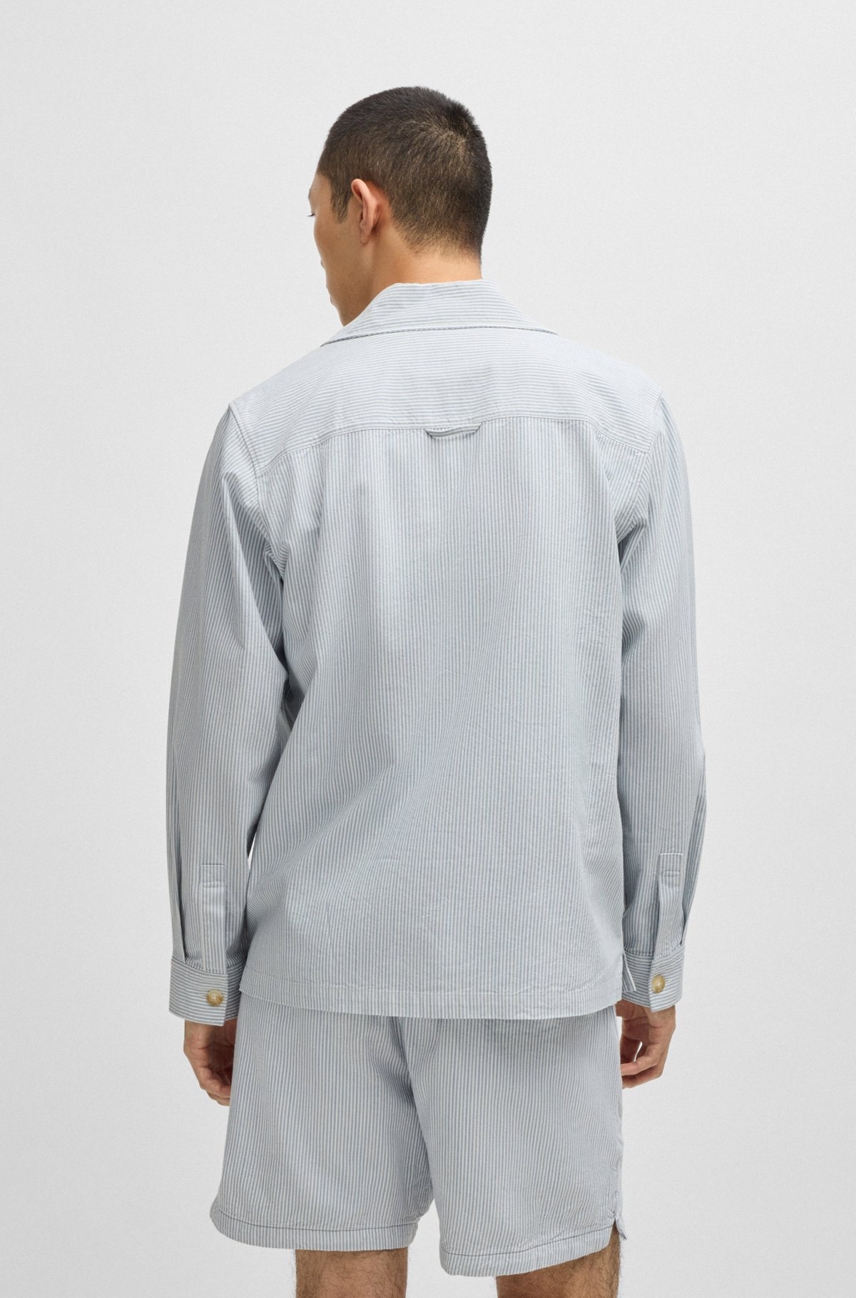 OVERSIZE-FIT OVERSHIRT IN A STRIPED OXFORD COTTON BLEND - 5