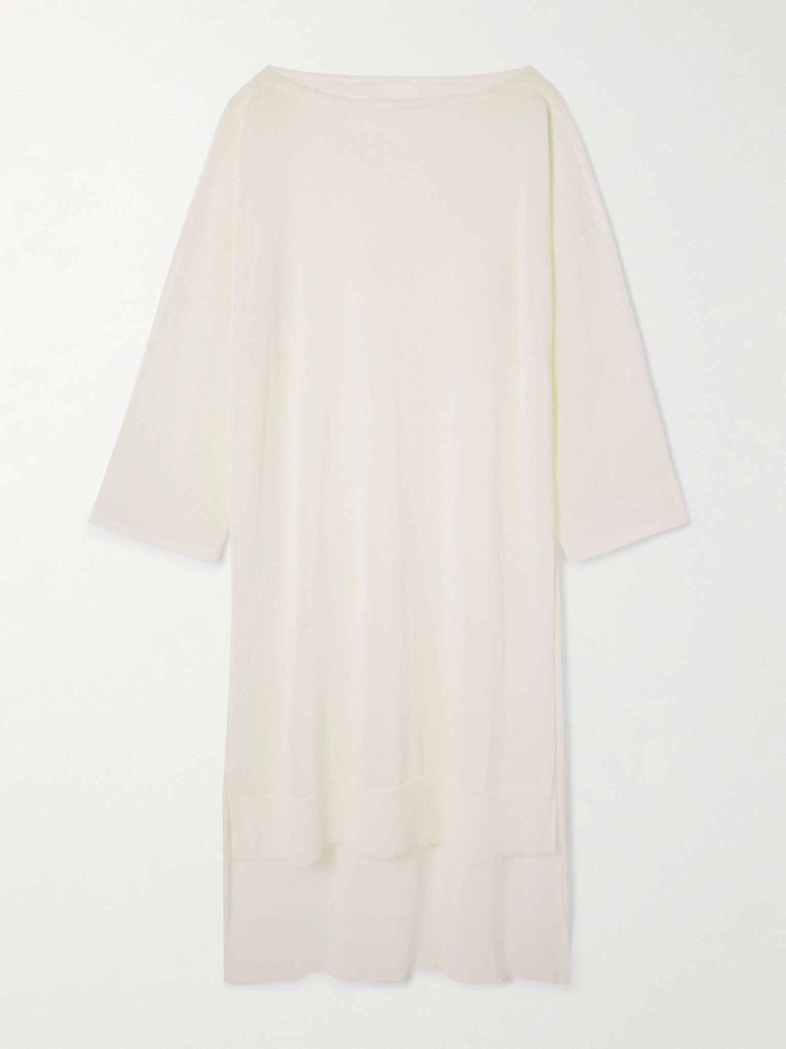 Linen and silk-blend kaftan White - 1