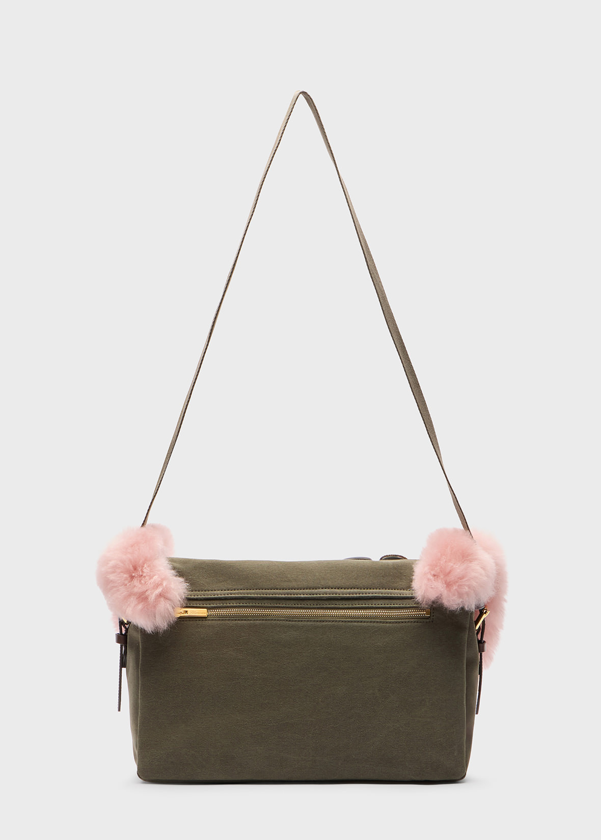 MESSENGER SHOULDER BAG LARGE IN CANVAS WITH FAUX FUR - 3