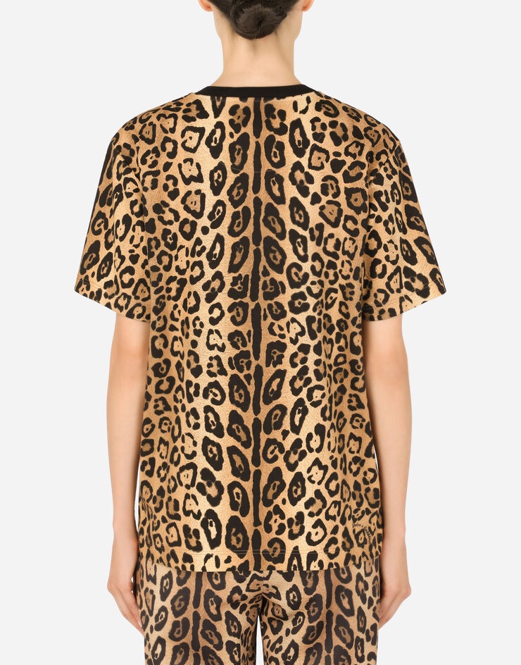 Short-sleeved leopard-print jersey T-shirt - 2